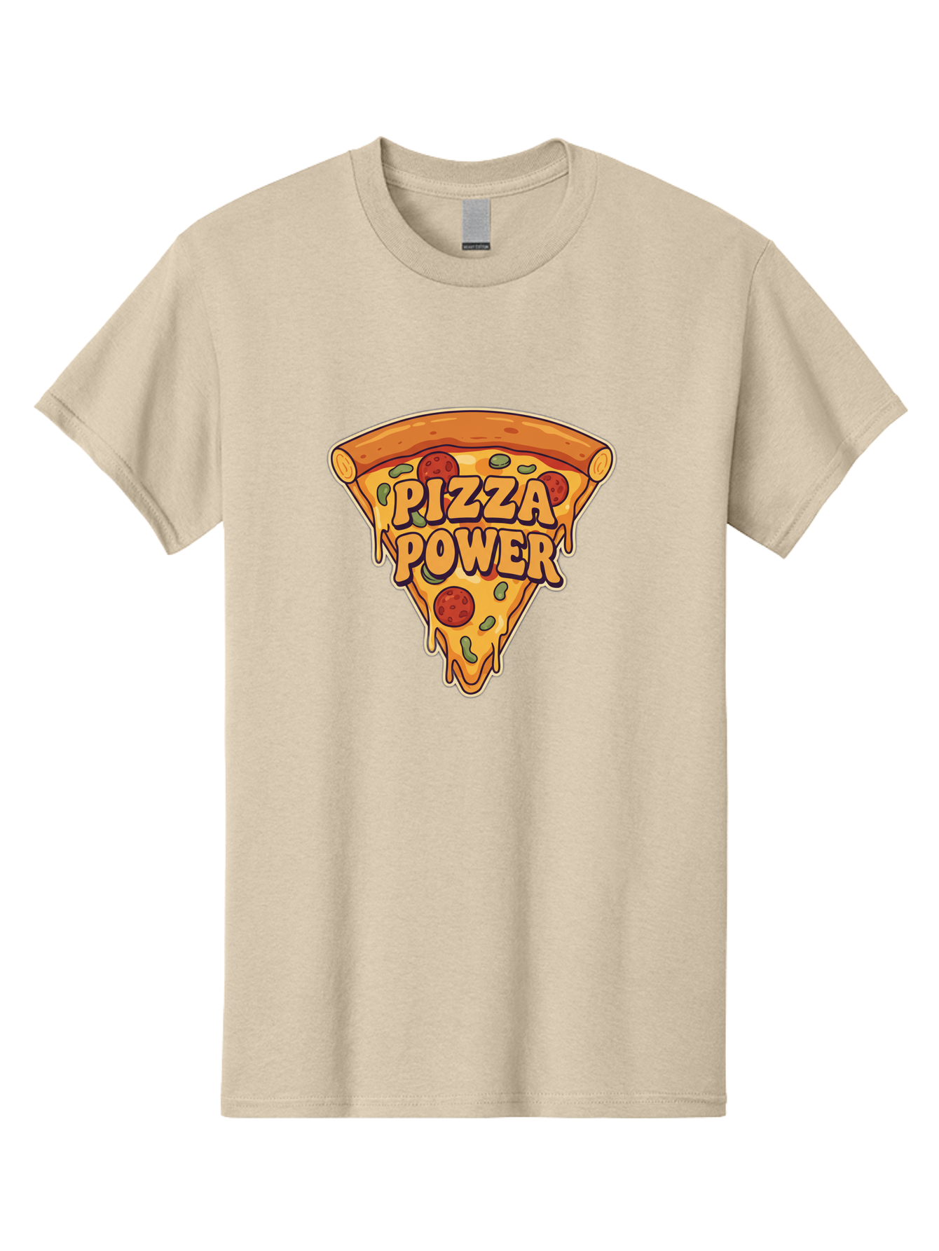 Pizza-Power Men'S Graphic Tee, 100% Cotton, Comfortable Casual Summer Wear, Machine Washable, Pizza Slice, Melted Cheese, Pepperoni Pizza, Jalapenos, Cartoon Style, Food Illustration, Melted Mozzarella, Pizza Toppings Bac267