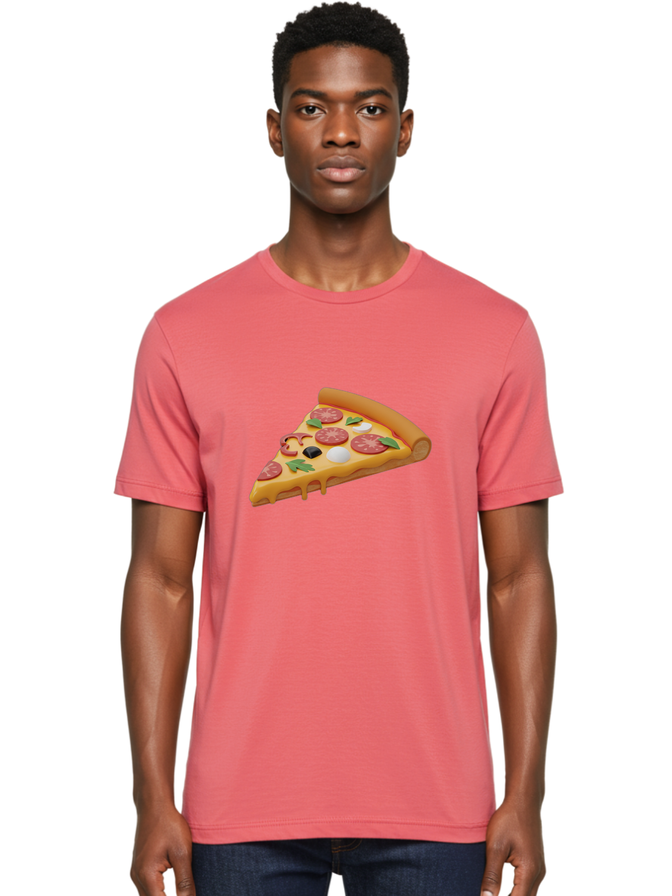 Pizza-Slice-1 Men'S Graphic Tee, 100% Cotton, Comfortable Casual Summer Wear, Machine Washable, Pizza Slice, Pepperoni Pizza, Melted Cheese, Italian Food, Cheese Pizza, Olives, Garlic, Basil Leaves, Pepperoni Slices, Gourmet Pizza Bac269