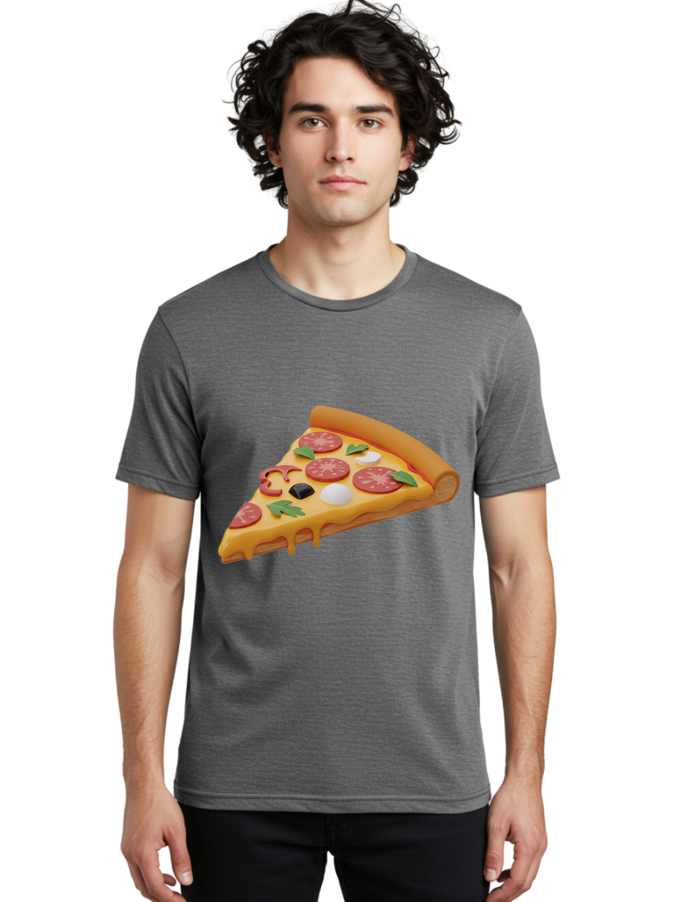 Pizza-Slice-1 Men'S Graphic Tee, 100% Cotton, Comfortable Casual Summer Wear, Machine Washable, Pizza Slice, Pepperoni Pizza, Melted Cheese, Italian Food, Cheese Pizza, Olives, Garlic, Basil Leaves, Pepperoni Slices, Gourmet Pizza Bac269
