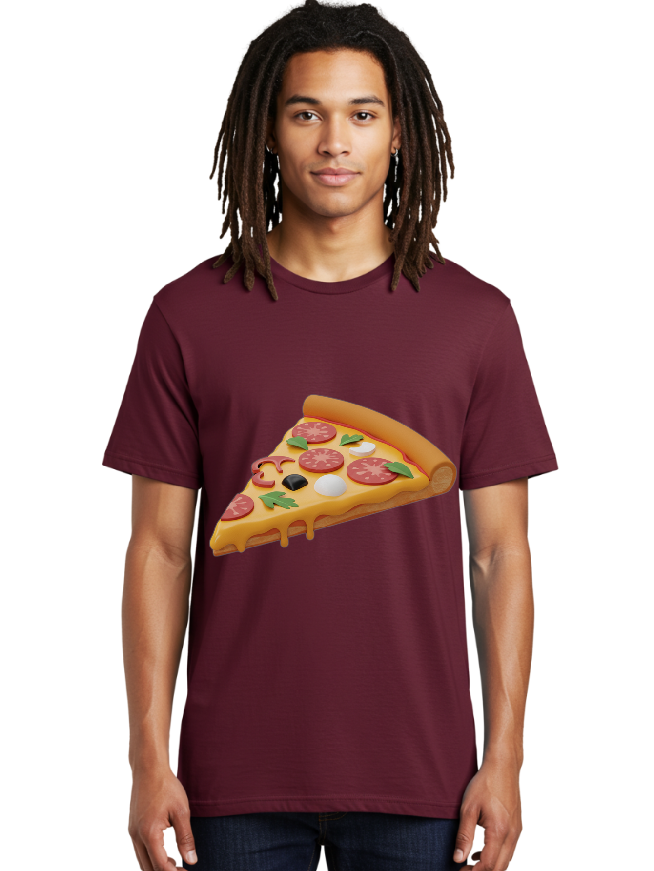 Pizza-Slice-1 Men'S Graphic Tee, 100% Cotton, Comfortable Casual Summer Wear, Machine Washable, Pizza Slice, Pepperoni Pizza, Melted Cheese, Italian Food, Cheese Pizza, Olives, Garlic, Basil Leaves, Pepperoni Slices, Gourmet Pizza Bac269