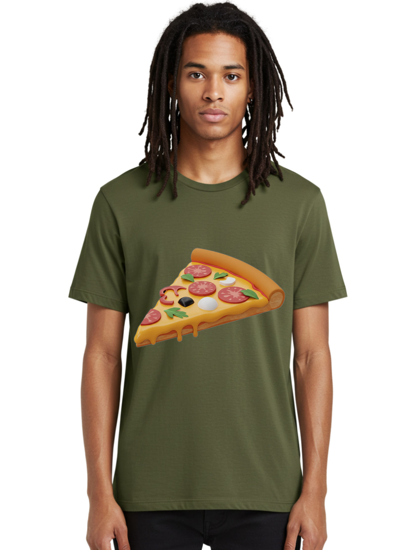 Pizza-Slice-1 Men'S Graphic Tee, 100% Cotton, Comfortable Casual Summer Wear, Machine Washable, Pizza Slice, Pepperoni Pizza, Melted Cheese, Italian Food, Cheese Pizza, Olives, Garlic, Basil Leaves, Pepperoni Slices, Gourmet Pizza Bac269