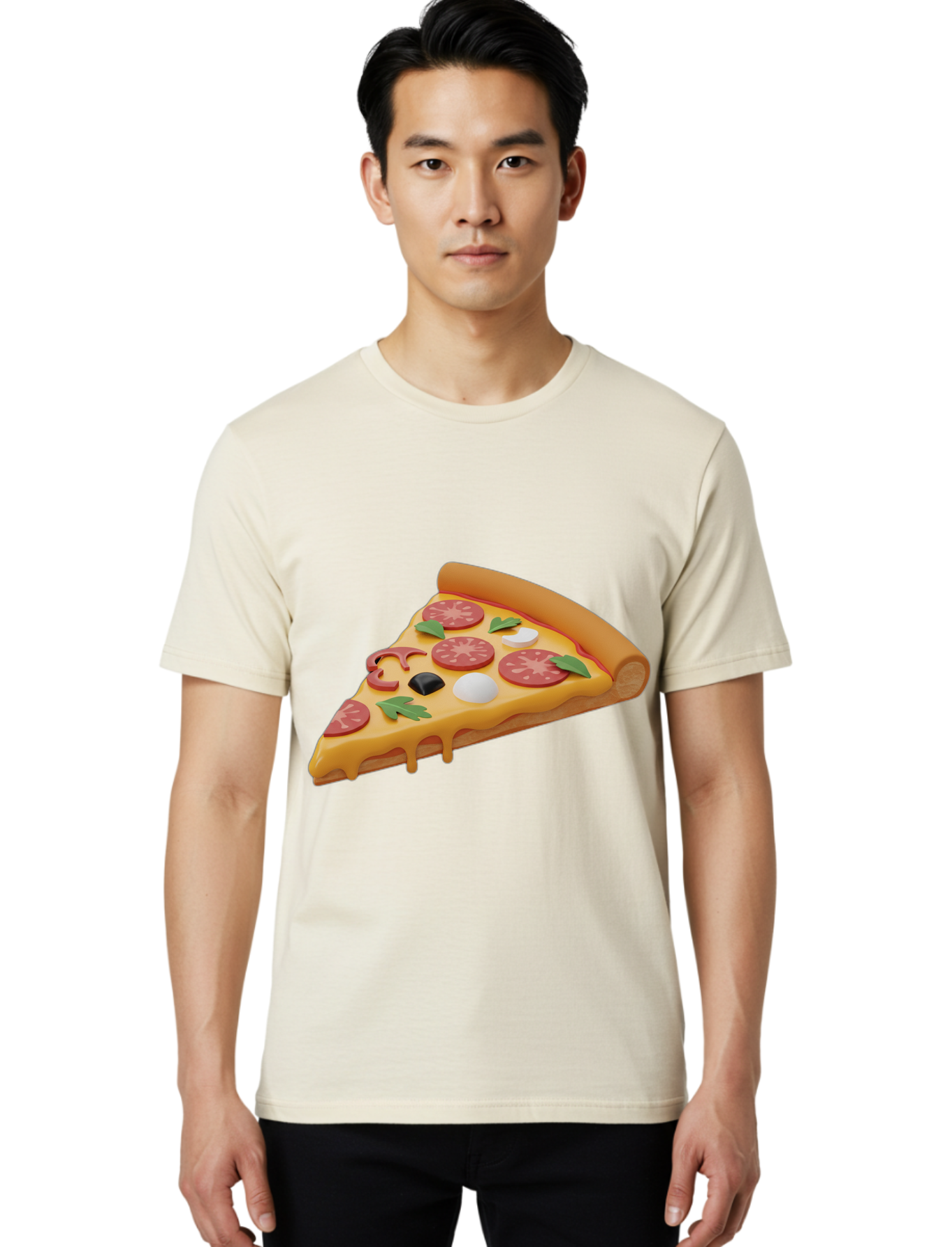 Pizza-Slice-1 Men'S Graphic Tee, 100% Cotton, Comfortable Casual Summer Wear, Machine Washable, Pizza Slice, Pepperoni Pizza, Melted Cheese, Italian Food, Cheese Pizza, Olives, Garlic, Basil Leaves, Pepperoni Slices, Gourmet Pizza Bac269