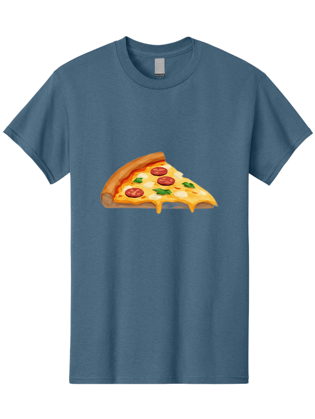 Pizza-Slice-16 Men'S Graphic Tee, 100% Cotton, Comfortable Casual Summer Wear, Machine Washable, Cheesy Pizza Slice, Melted Mozzarella Cheese, Pepperoni Toppings, Fresh Basil Leaves, Gooey Cheese Strings, Italian Cuisine, Savory Delight, Bac276
