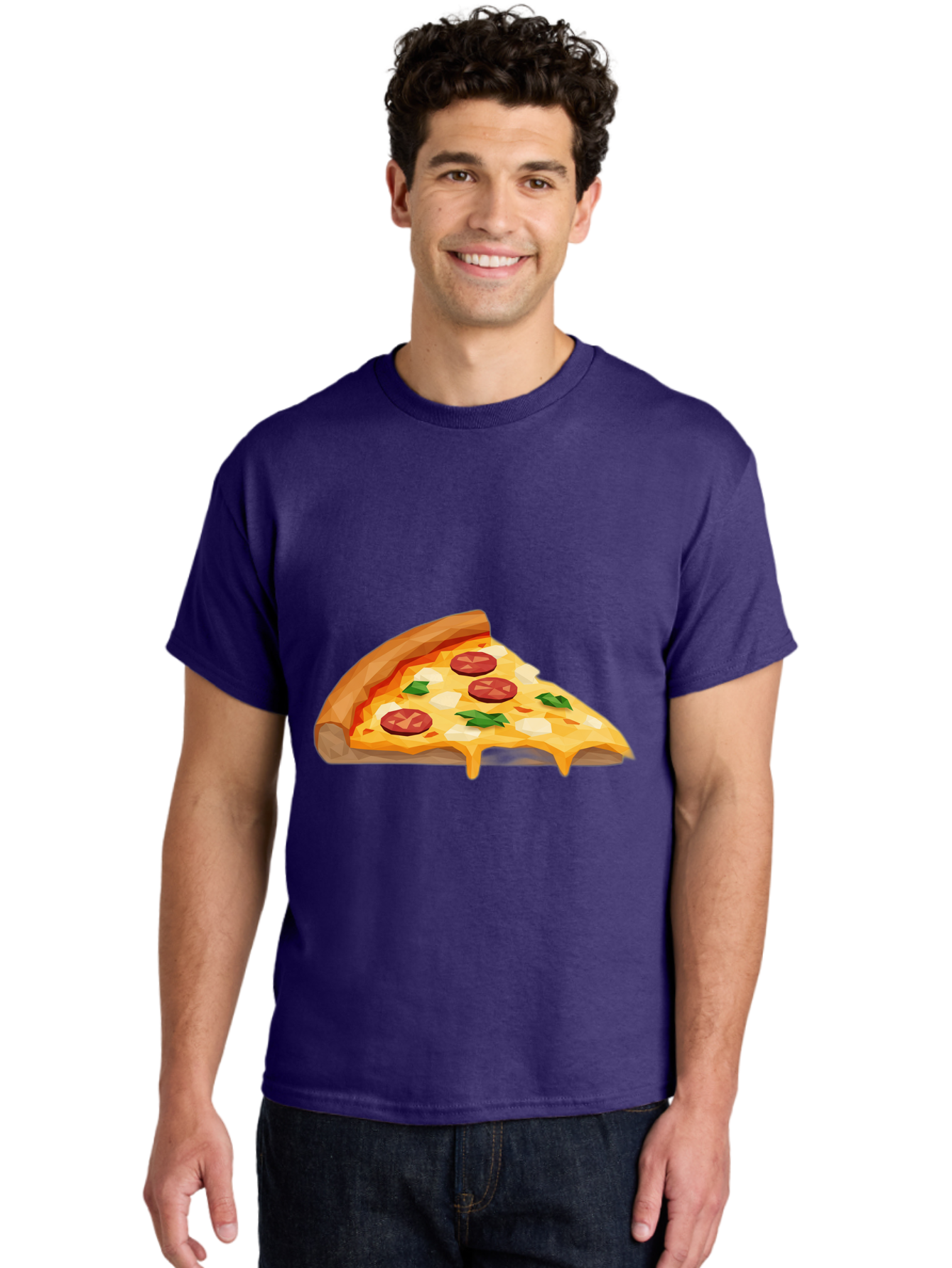 Pizza-Slice-16 Men'S Graphic Tee, 100% Cotton, Comfortable Casual Summer Wear, Machine Washable, Cheesy Pizza Slice, Melted Mozzarella Cheese, Pepperoni Toppings, Fresh Basil Leaves, Gooey Cheese Strings, Italian Cuisine, Savory Delight, Bac276