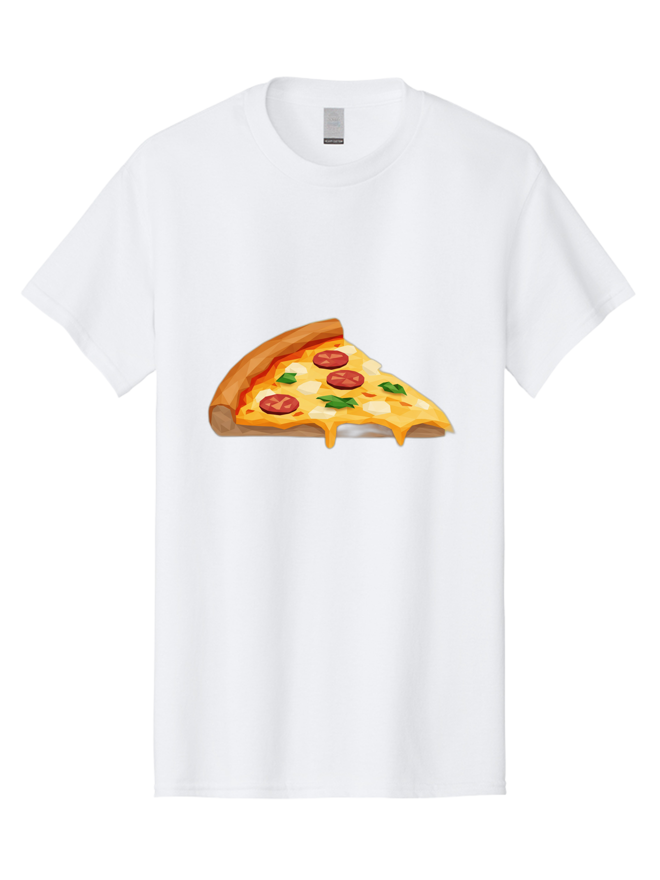 Pizza-Slice-16 Men'S Graphic Tee, 100% Cotton, Comfortable Casual Summer Wear, Machine Washable, Cheesy Pizza Slice, Melted Mozzarella Cheese, Pepperoni Toppings, Fresh Basil Leaves, Gooey Cheese Strings, Italian Cuisine, Savory Delight, Bac276