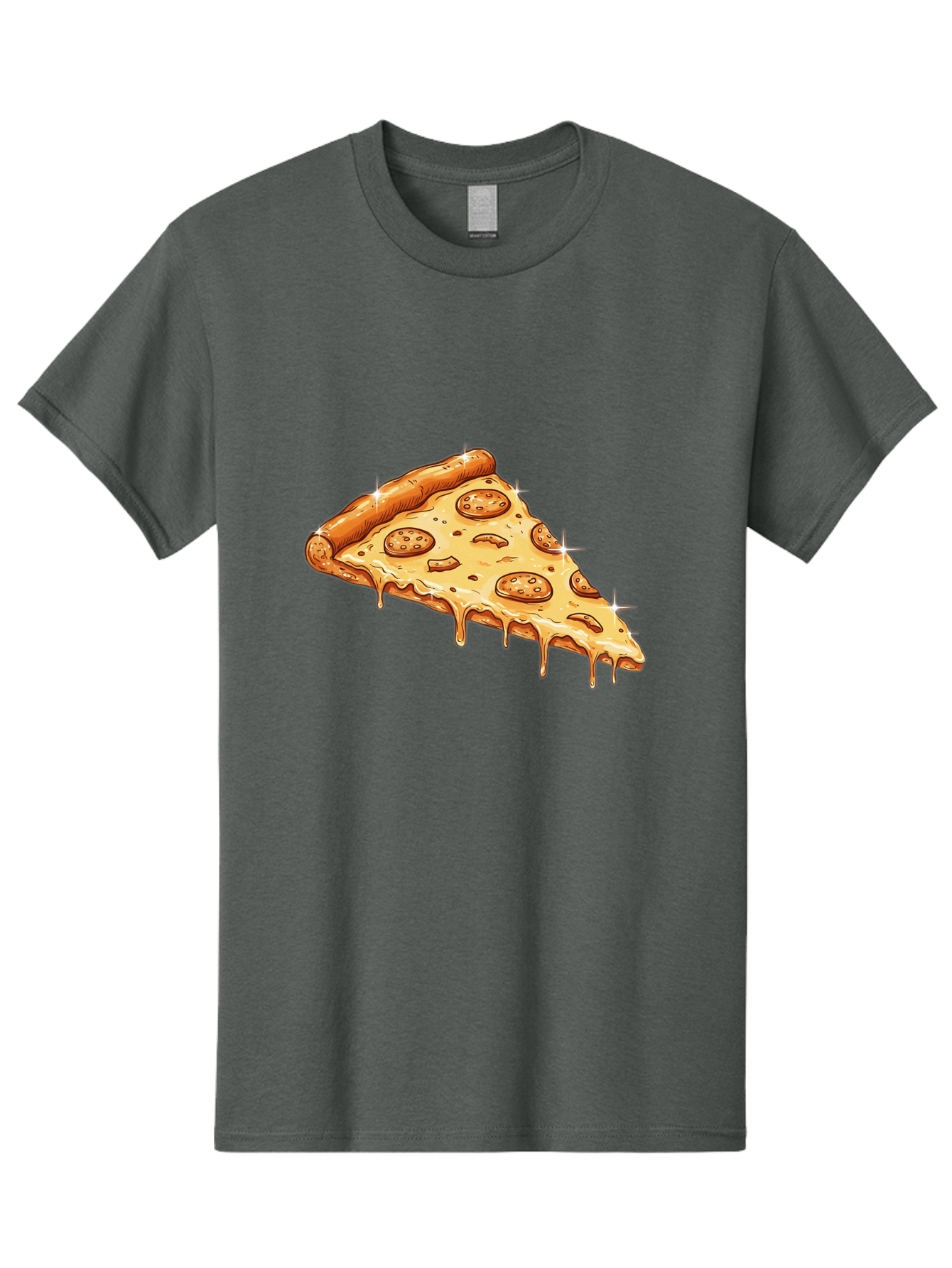 Pizza-Slice-18 Men'S Graphic Tee, 100% Cotton, Comfortable Casual Summer Wear, Machine Washable, Cheesy Pizza Slice, Pepperoni Pizza, Gooey Cheese, Delicious Food, Pizza Toppings, Tasty Treat, Italian Cuisine, Melty Cheese, Savory Delight Bac278