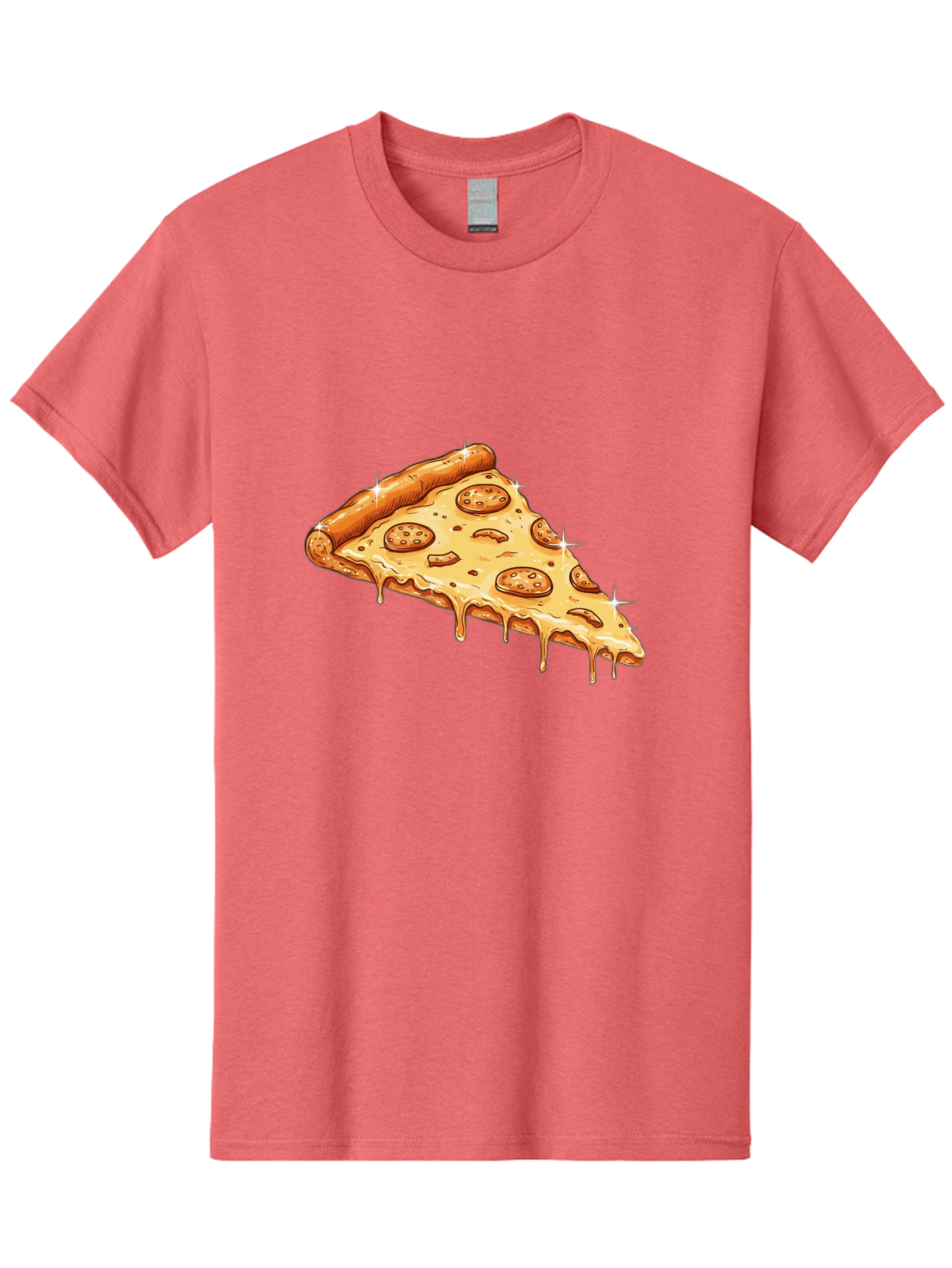 Pizza-Slice-18 Men'S Graphic Tee, 100% Cotton, Comfortable Casual Summer Wear, Machine Washable, Cheesy Pizza Slice, Pepperoni Pizza, Gooey Cheese, Delicious Food, Pizza Toppings, Tasty Treat, Italian Cuisine, Melty Cheese, Savory Delight Bac278