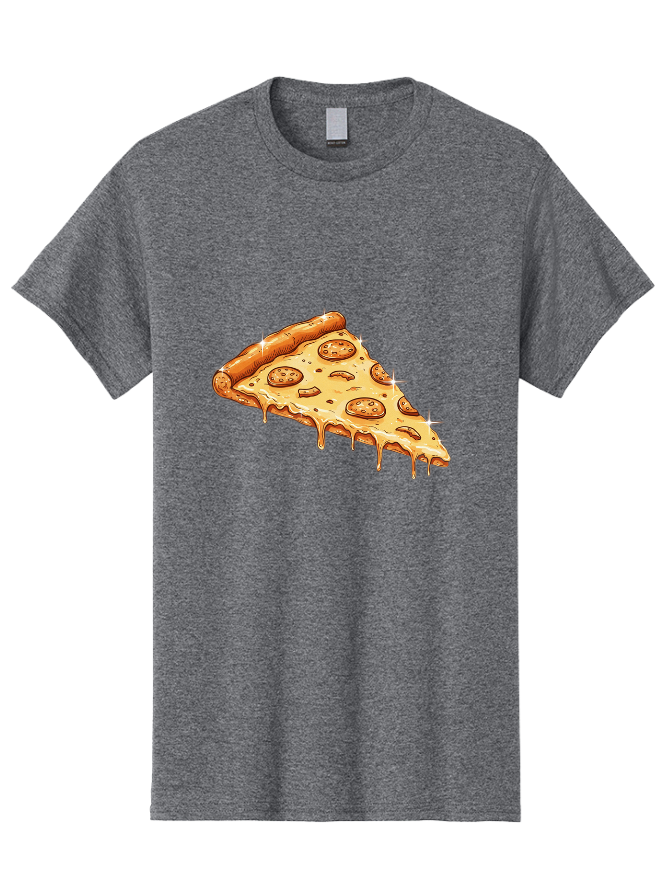 Pizza-Slice-18 Men'S Graphic Tee, 100% Cotton, Comfortable Casual Summer Wear, Machine Washable, Cheesy Pizza Slice, Pepperoni Pizza, Gooey Cheese, Delicious Food, Pizza Toppings, Tasty Treat, Italian Cuisine, Melty Cheese, Savory Delight Bac278
