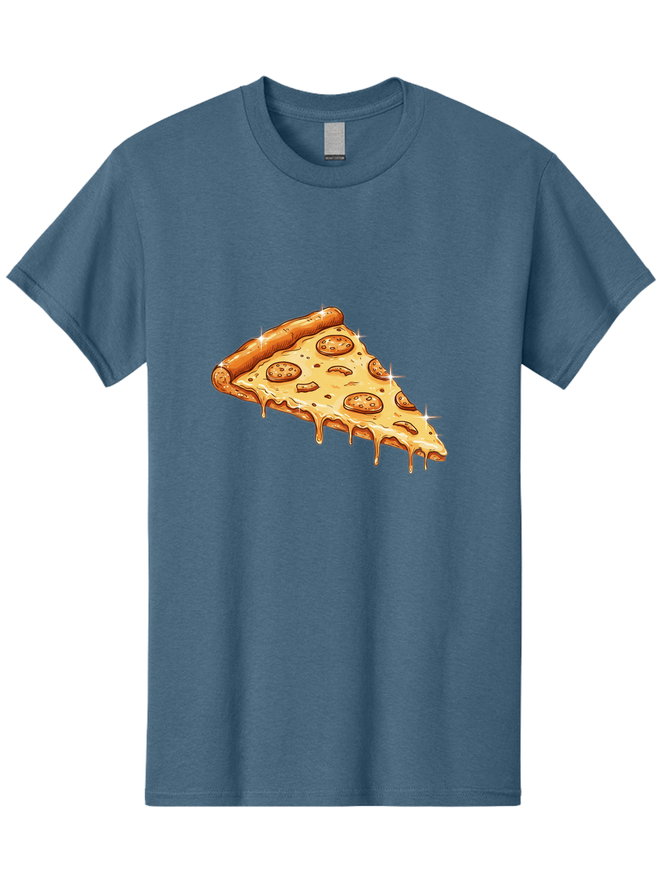 Pizza-Slice-18 Men'S Graphic Tee, 100% Cotton, Comfortable Casual Summer Wear, Machine Washable, Cheesy Pizza Slice, Pepperoni Pizza, Gooey Cheese, Delicious Food, Pizza Toppings, Tasty Treat, Italian Cuisine, Melty Cheese, Savory Delight Bac278