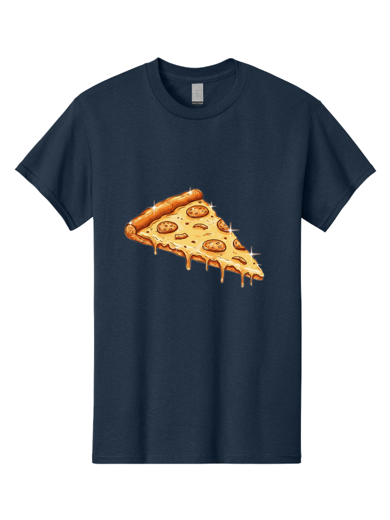 Pizza-Slice-18 Men'S Graphic Tee, 100% Cotton, Comfortable Casual Summer Wear, Machine Washable, Cheesy Pizza Slice, Pepperoni Pizza, Gooey Cheese, Delicious Food, Pizza Toppings, Tasty Treat, Italian Cuisine, Melty Cheese, Savory Delight Bac278