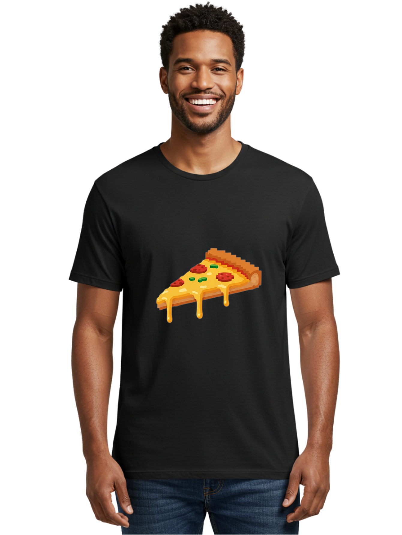Pizza-Slice-20 Men'S Graphic Tee, 100% Cotton, Comfortable Casual Summer Wear, Machine Washable, Cheesy Pizza, Pepperoni Pizza, Pizza Topping, Melted Cheese, Food Illustration, Cartoon Food, Italian Cuisine, Pizza Slice, Savory Treat, Bac281