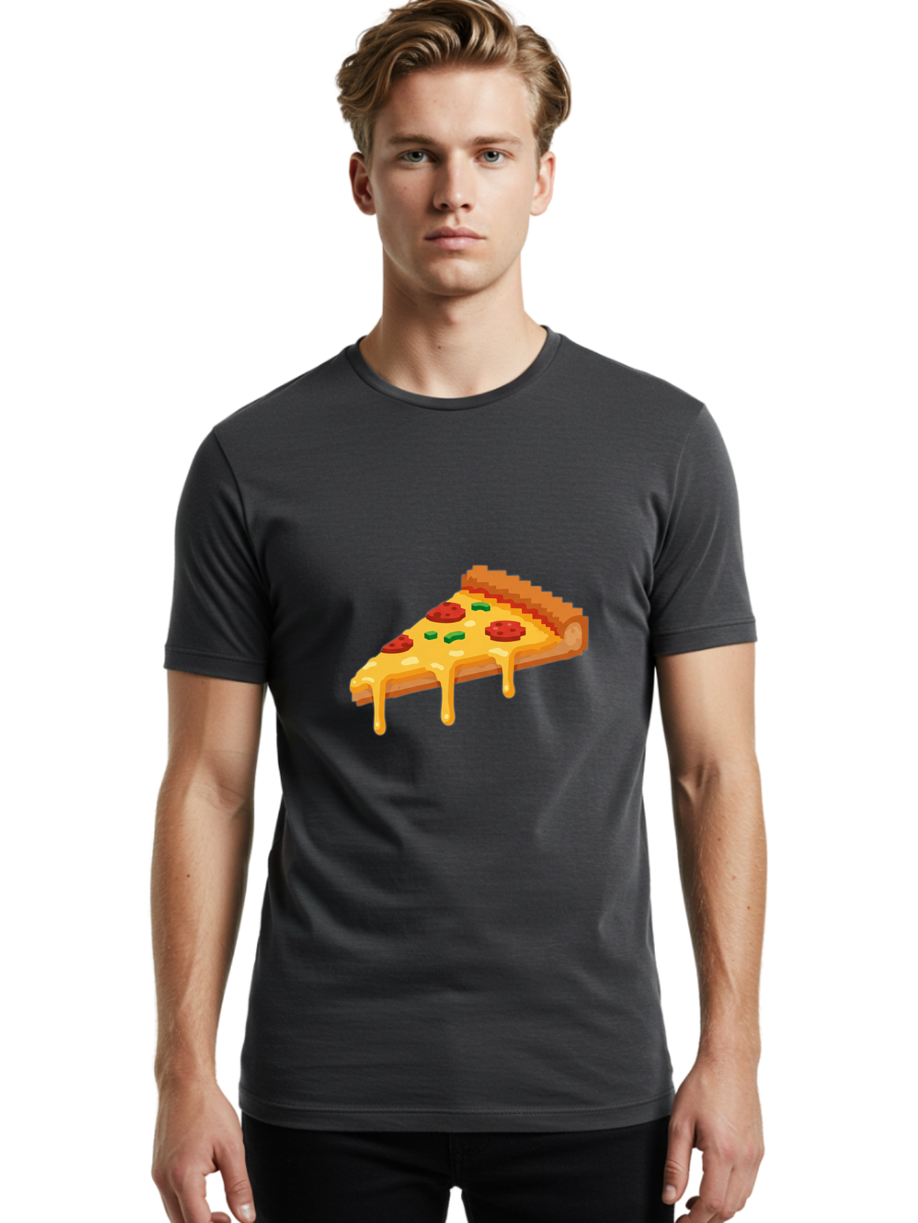 Pizza-Slice-20 Men'S Graphic Tee, 100% Cotton, Comfortable Casual Summer Wear, Machine Washable, Cheesy Pizza, Pepperoni Pizza, Pizza Topping, Melted Cheese, Food Illustration, Cartoon Food, Italian Cuisine, Pizza Slice, Savory Treat, Bac281