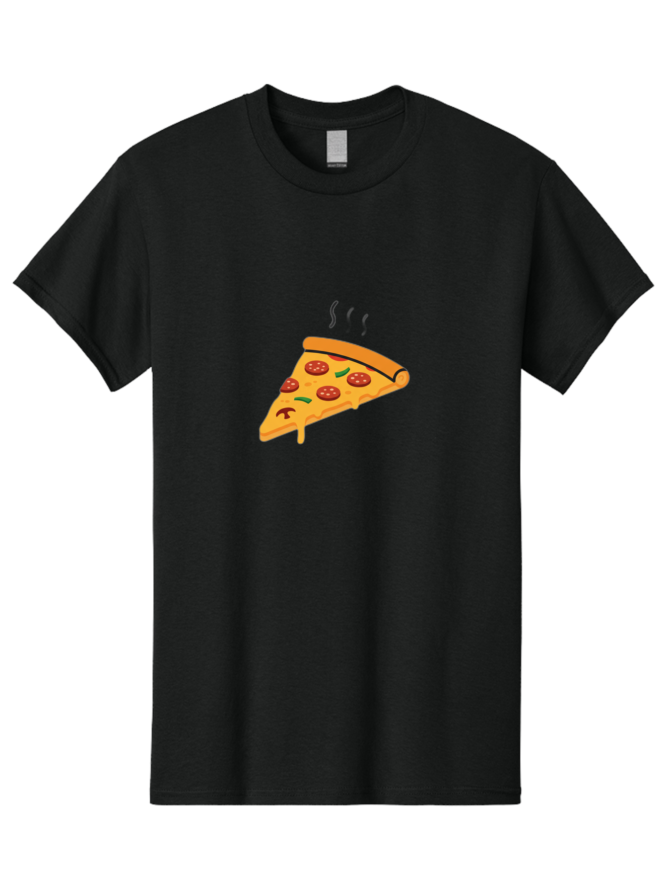 Pizza-Slice-21 Men'S Graphic Tee, 100% Cotton, Comfortable Casual Summer Wear, Machine Washable, Pepperoni Pizza Slice, Melted Cheese, Green Peppers, Hot Food, Cartoon Style, Savory Delight, Freshly Baked Pizza, Tasty Treat, Gooey Strings Bac282