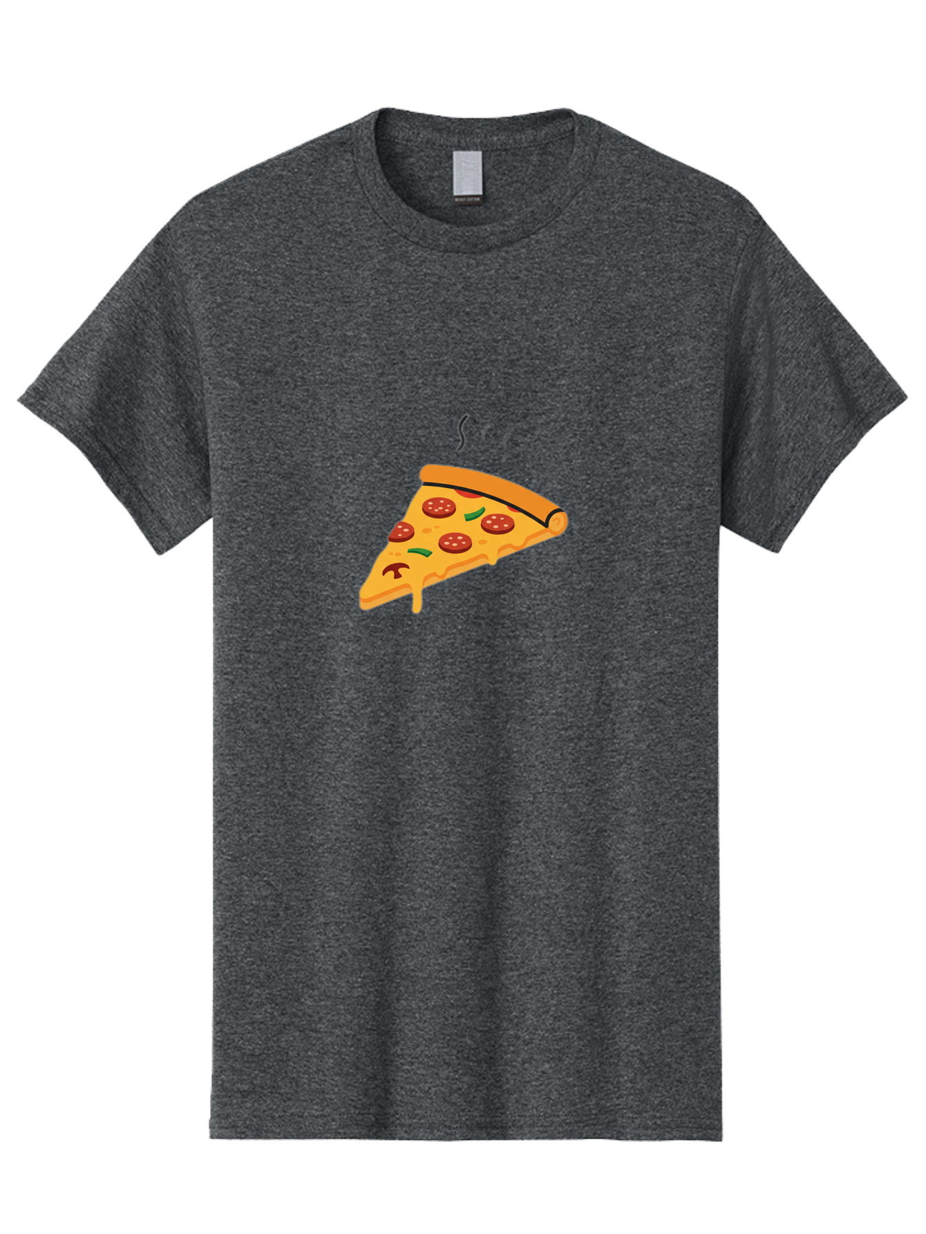 Pizza-Slice-21 Men'S Graphic Tee, 100% Cotton, Comfortable Casual Summer Wear, Machine Washable, Pepperoni Pizza Slice, Melted Cheese, Green Peppers, Hot Food, Cartoon Style, Savory Delight, Freshly Baked Pizza, Tasty Treat, Gooey Strings Bac282