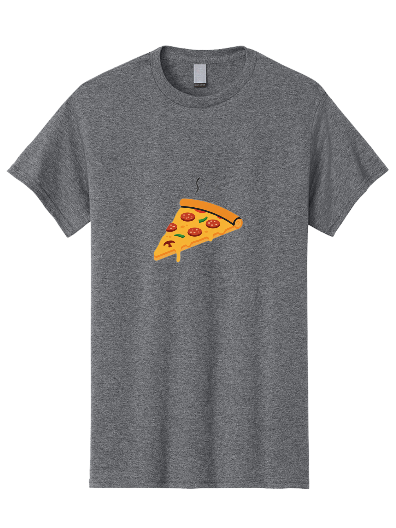 Pizza-Slice-21 Men'S Graphic Tee, 100% Cotton, Comfortable Casual Summer Wear, Machine Washable, Pepperoni Pizza Slice, Melted Cheese, Green Peppers, Hot Food, Cartoon Style, Savory Delight, Freshly Baked Pizza, Tasty Treat, Gooey Strings Bac282
