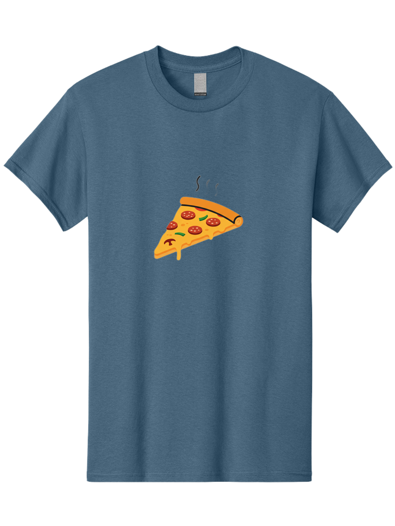 Pizza-Slice-21 Men'S Graphic Tee, 100% Cotton, Comfortable Casual Summer Wear, Machine Washable, Pepperoni Pizza Slice, Melted Cheese, Green Peppers, Hot Food, Cartoon Style, Savory Delight, Freshly Baked Pizza, Tasty Treat, Gooey Strings Bac282