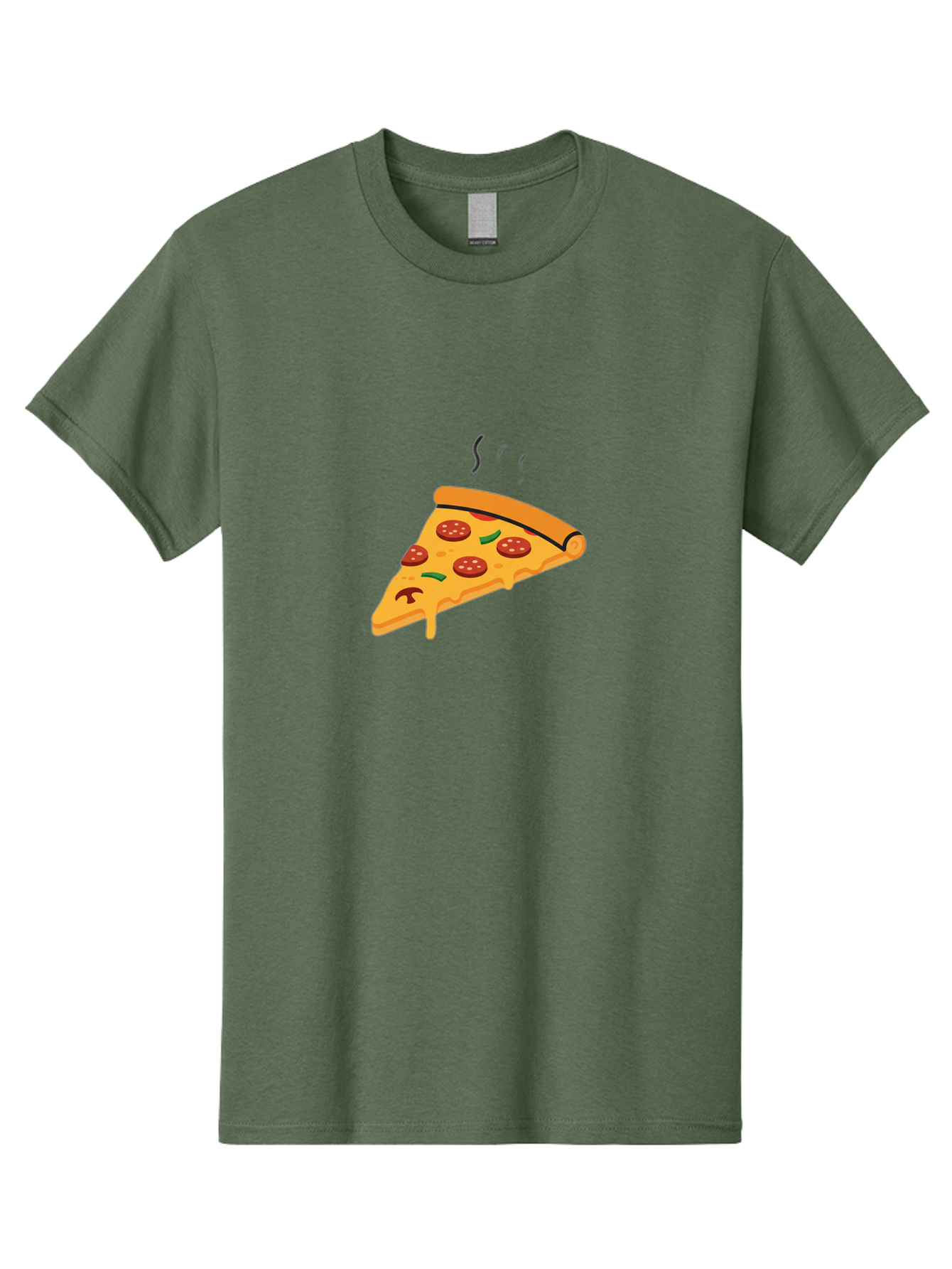Pizza-Slice-21 Men'S Graphic Tee, 100% Cotton, Comfortable Casual Summer Wear, Machine Washable, Pepperoni Pizza Slice, Melted Cheese, Green Peppers, Hot Food, Cartoon Style, Savory Delight, Freshly Baked Pizza, Tasty Treat, Gooey Strings Bac282
