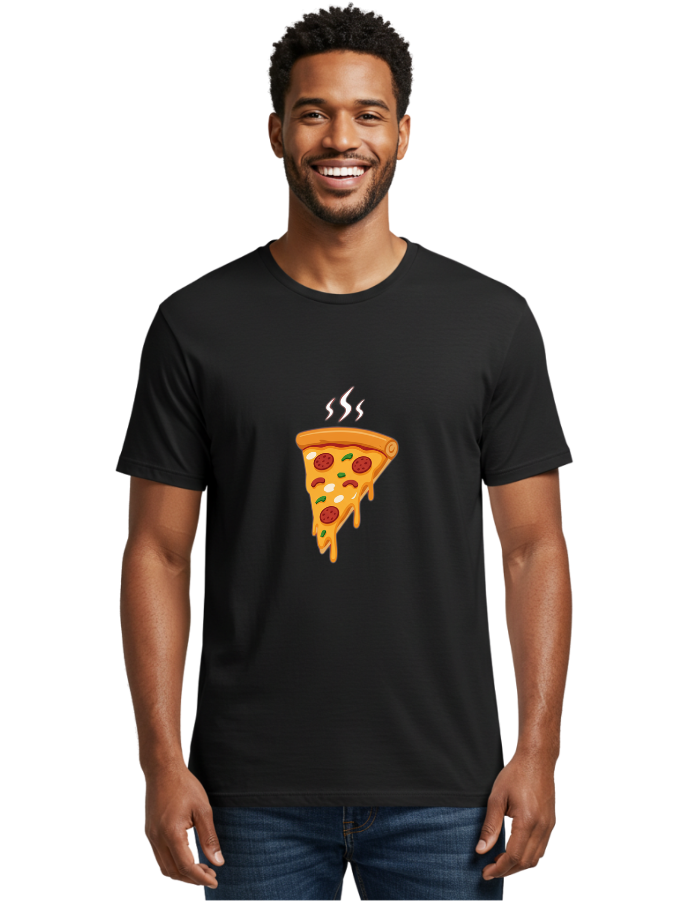 Pizza-Slice-22 Men'S Graphic Tee, 100% Cotton, Comfortable Casual Summer Wear, Machine Washable, Pepperoni Pizza, Melted Cheese, Gooey Goodness, Savory Delight, Hot Pizza, Cheesy Pizza Slice, Delicious Toppings, Italian Food, Pizza Love, Bac283