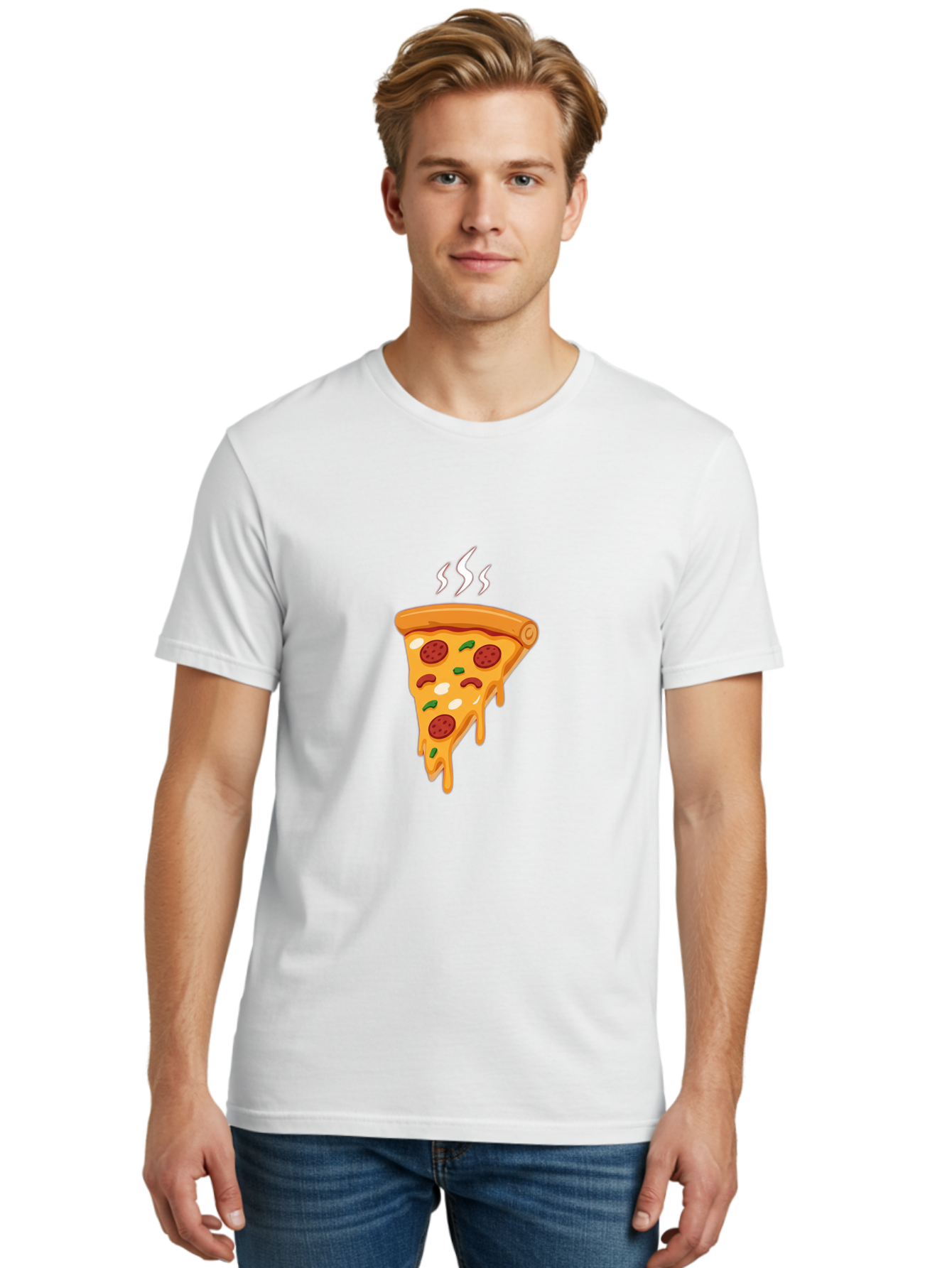 Pizza-Slice-22 Men'S Graphic Tee, 100% Cotton, Comfortable Casual Summer Wear, Machine Washable, Pepperoni Pizza, Melted Cheese, Gooey Goodness, Savory Delight, Hot Pizza, Cheesy Pizza Slice, Delicious Toppings, Italian Food, Pizza Love, Bac283