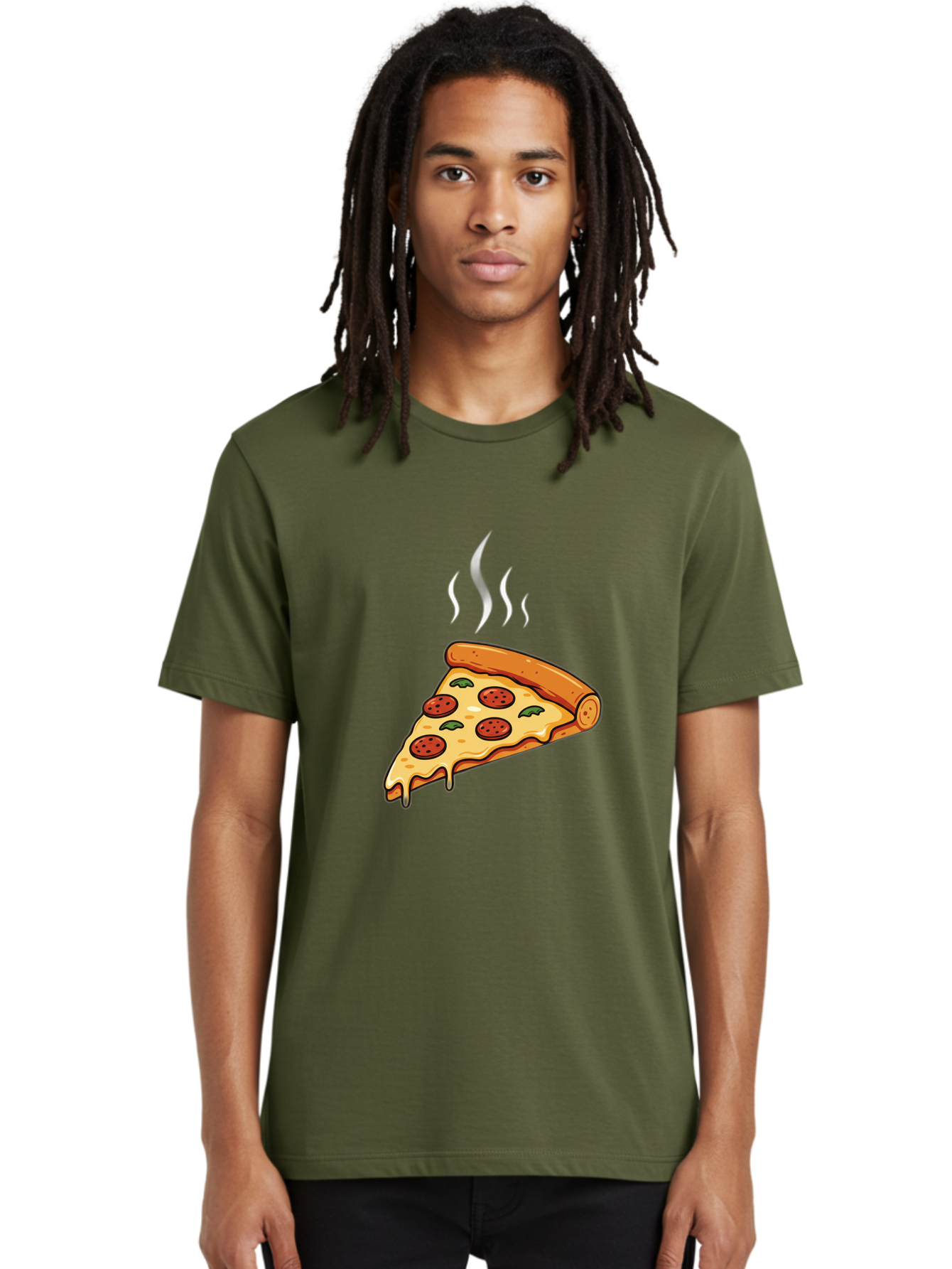 Pizza-Slice-23 Men'S Graphic Tee, 100% Cotton, Comfortable Casual Summer Wear, Machine Washable, Pepperoni Pizza, Melted Cheese, Fresh Basil, Hot Pizza, Italian Food, Savory Toppings, Crispy Crust, Delicious Meal Bac284