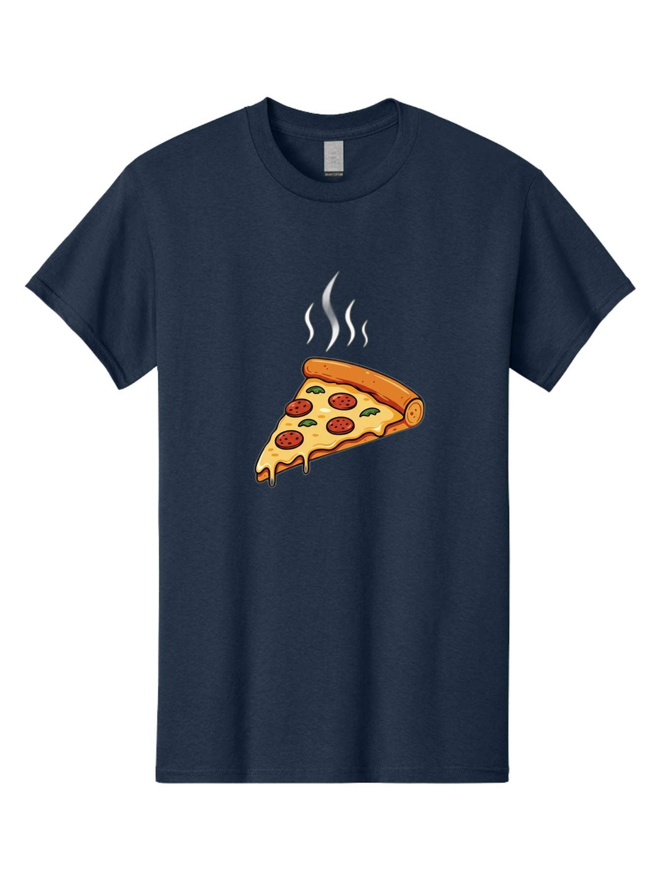 Pizza-Slice-23 Men'S Graphic Tee, 100% Cotton, Comfortable Casual Summer Wear, Machine Washable, Pepperoni Pizza, Melted Cheese, Fresh Basil, Hot Pizza, Italian Food, Savory Toppings, Crispy Crust, Delicious Meal Bac284