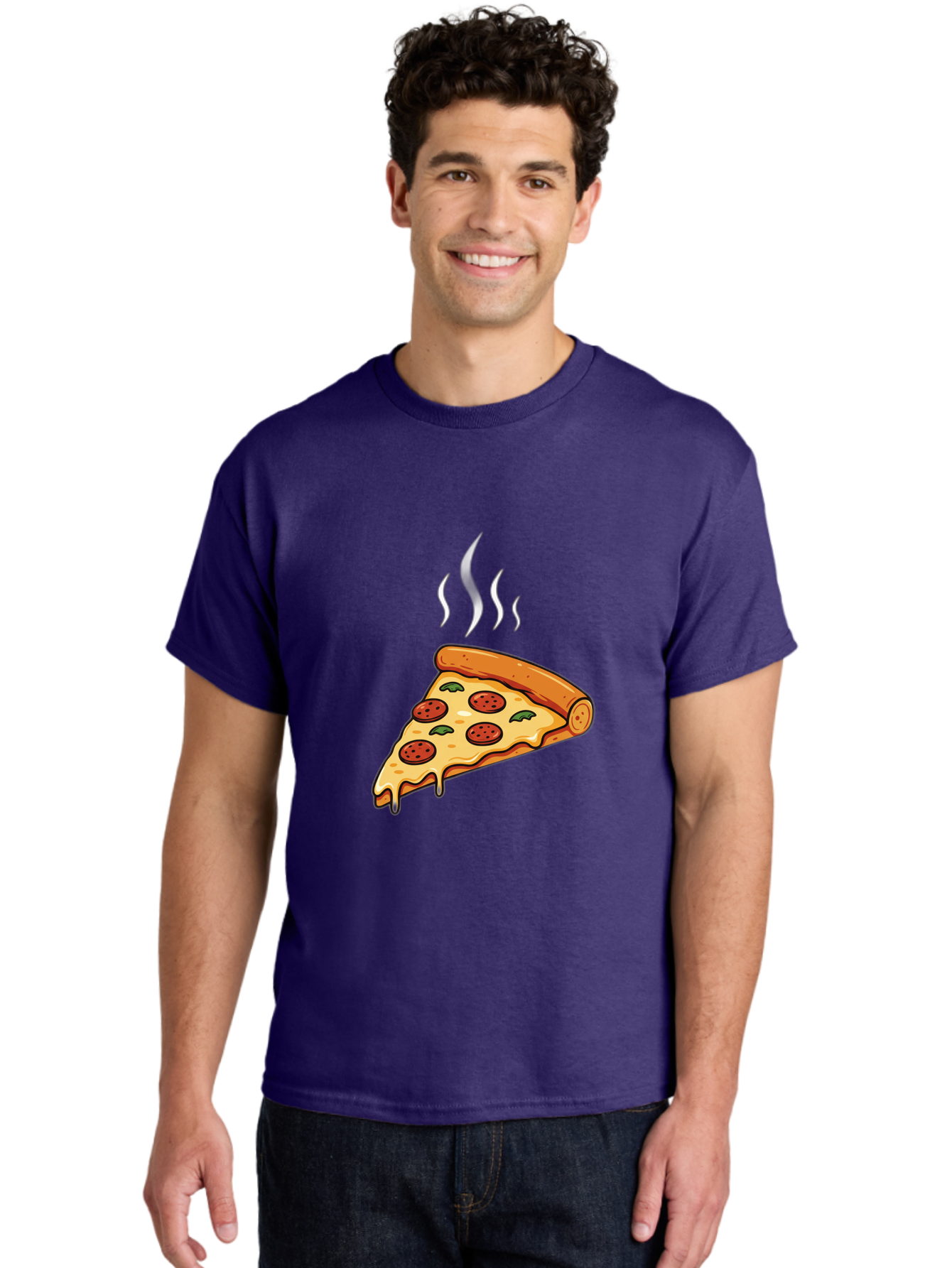 Pizza-Slice-23 Men'S Graphic Tee, 100% Cotton, Comfortable Casual Summer Wear, Machine Washable, Pepperoni Pizza, Melted Cheese, Fresh Basil, Hot Pizza, Italian Food, Savory Toppings, Crispy Crust, Delicious Meal Bac284