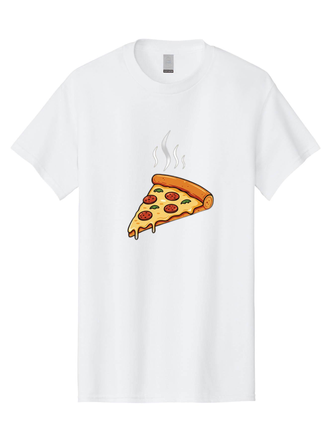 Pizza-Slice-23 Men'S Graphic Tee, 100% Cotton, Comfortable Casual Summer Wear, Machine Washable, Pepperoni Pizza, Melted Cheese, Fresh Basil, Hot Pizza, Italian Food, Savory Toppings, Crispy Crust, Delicious Meal Bac284