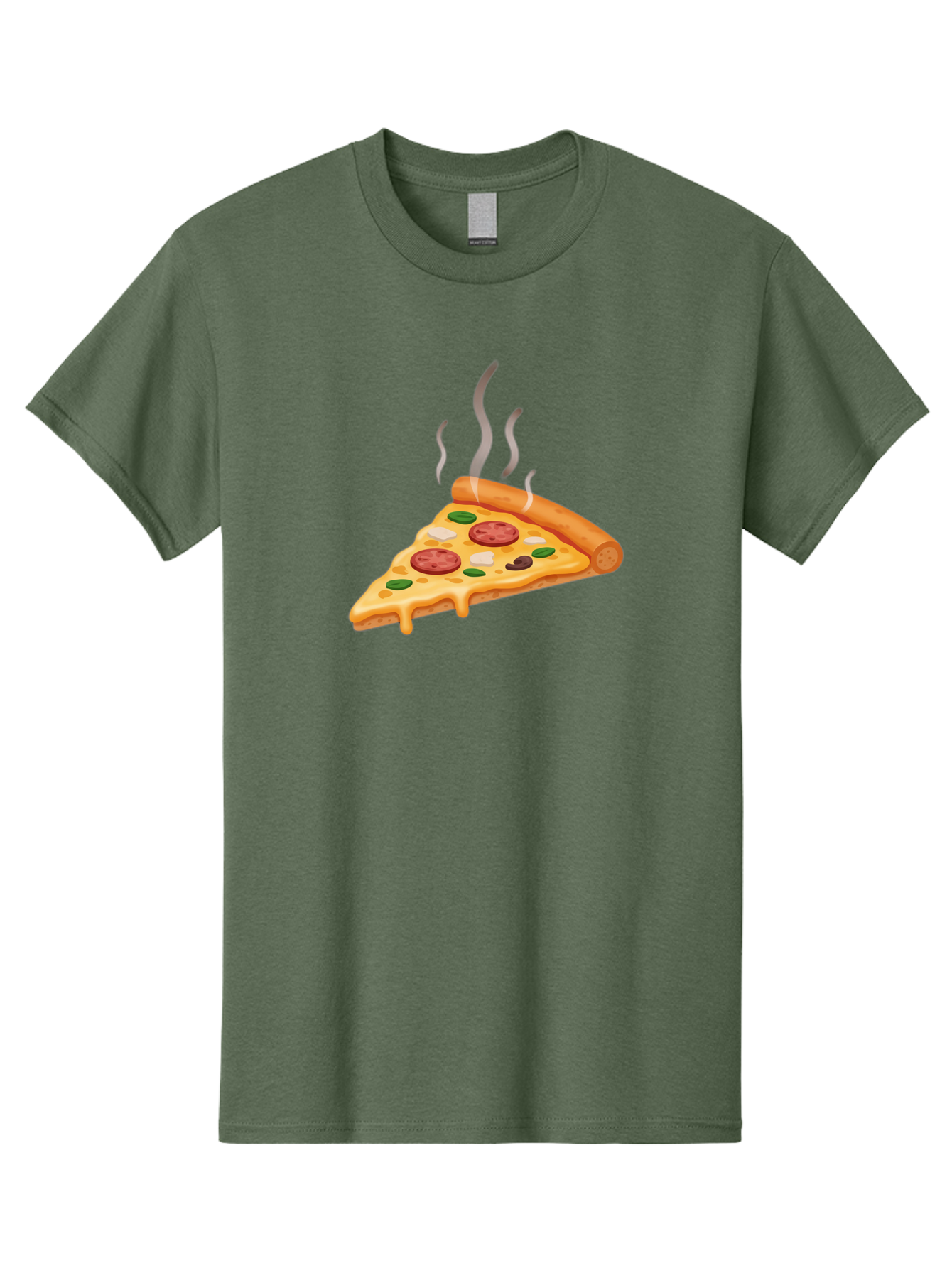 Pizza-Slice-25 Men'S Graphic Tee, 100% Cotton, Comfortable Casual Summer Wear, Machine Washable, Hot Pizza Slice, Melted Cheese, Pepperoni, Green Peppers, Olives, Italian Cuisine, Delicious Food, Savory Toppings, Foodie, Pizza Lovers Bac286