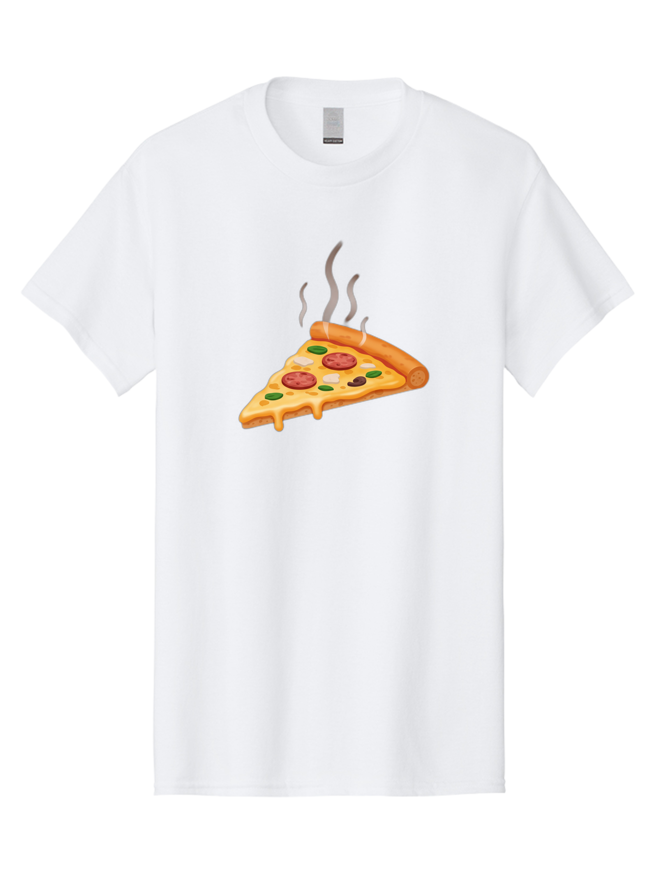 Pizza-Slice-25 Men'S Graphic Tee, 100% Cotton, Comfortable Casual Summer Wear, Machine Washable, Hot Pizza Slice, Melted Cheese, Pepperoni, Green Peppers, Olives, Italian Cuisine, Delicious Food, Savory Toppings, Foodie, Pizza Lovers Bac286