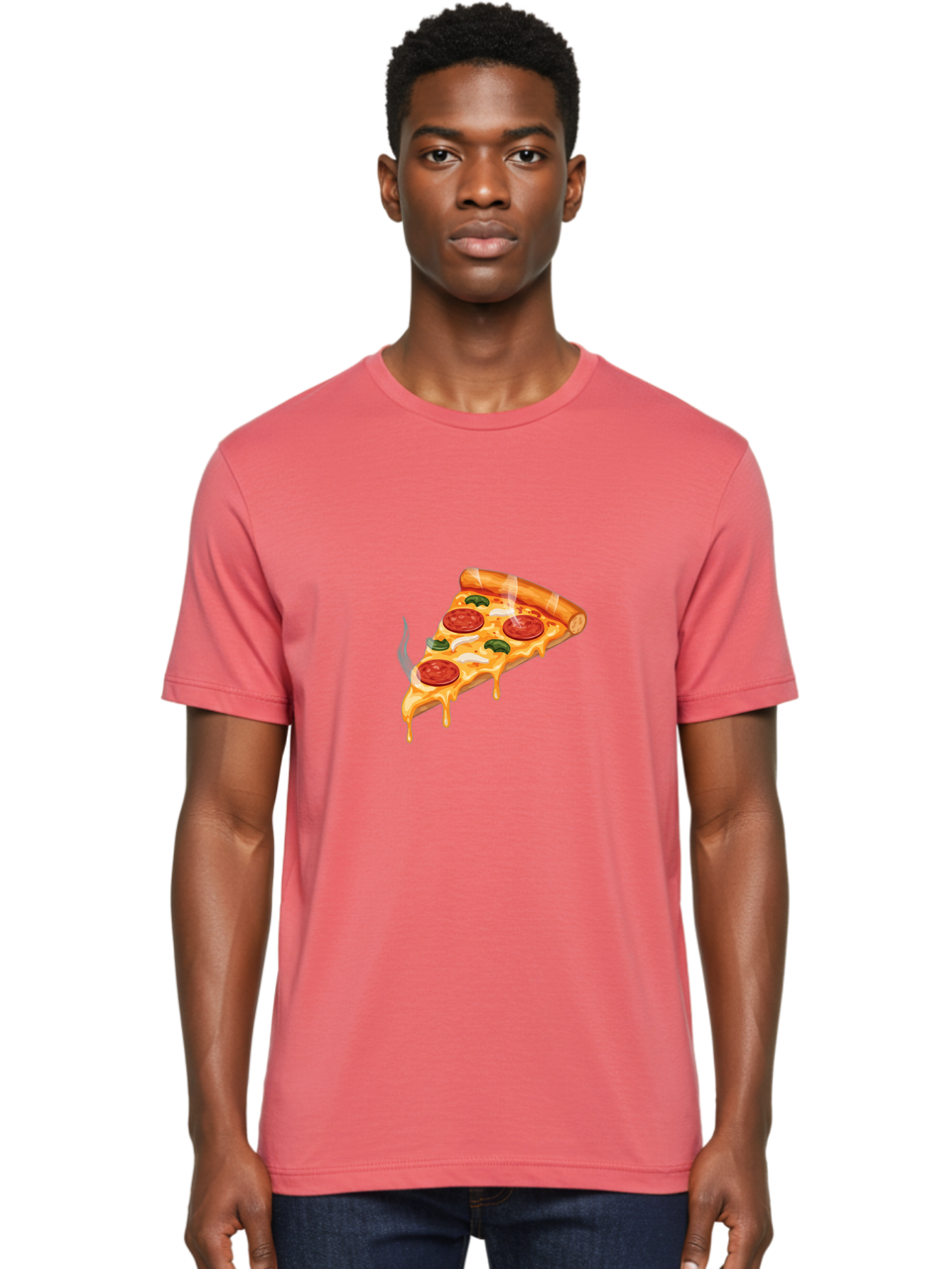 Pizza-Slice-26 Men'S Graphic Tee, 100% Cotton, Comfortable Casual Summer Wear, Machine Washable, Pepperoni Pizza Slice, Melting Cheese, Hot Pizza, Delicious Meal, Italian Food, Tasty Treat, Savory Flavors, Gooey Cheese, Pepperoni Slices Bac287