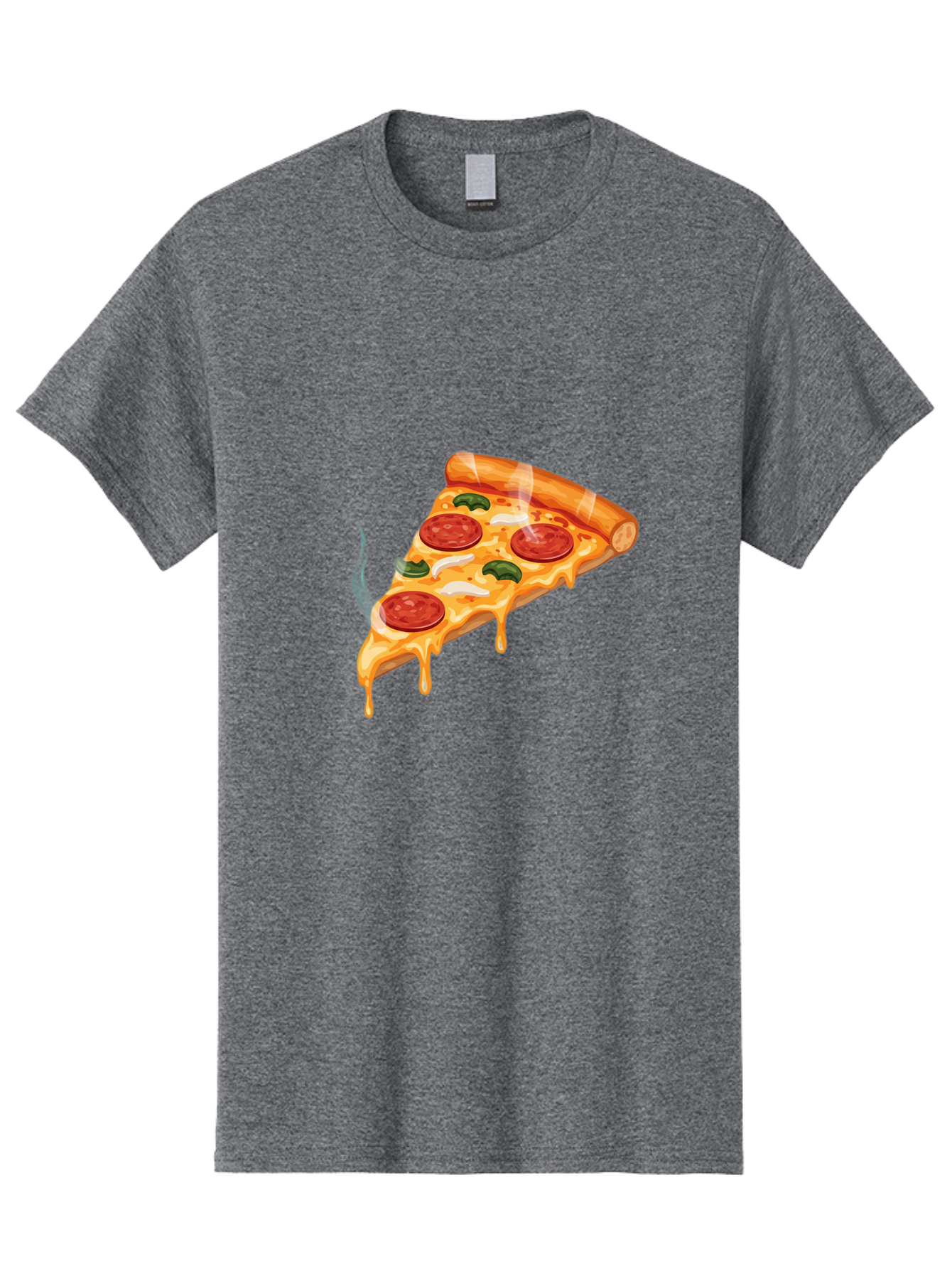 Pizza-Slice-26 Men'S Graphic Tee, 100% Cotton, Comfortable Casual Summer Wear, Machine Washable, Pepperoni Pizza Slice, Melting Cheese, Hot Pizza, Delicious Meal, Italian Food, Tasty Treat, Savory Flavors, Gooey Cheese, Pepperoni Slices Bac287