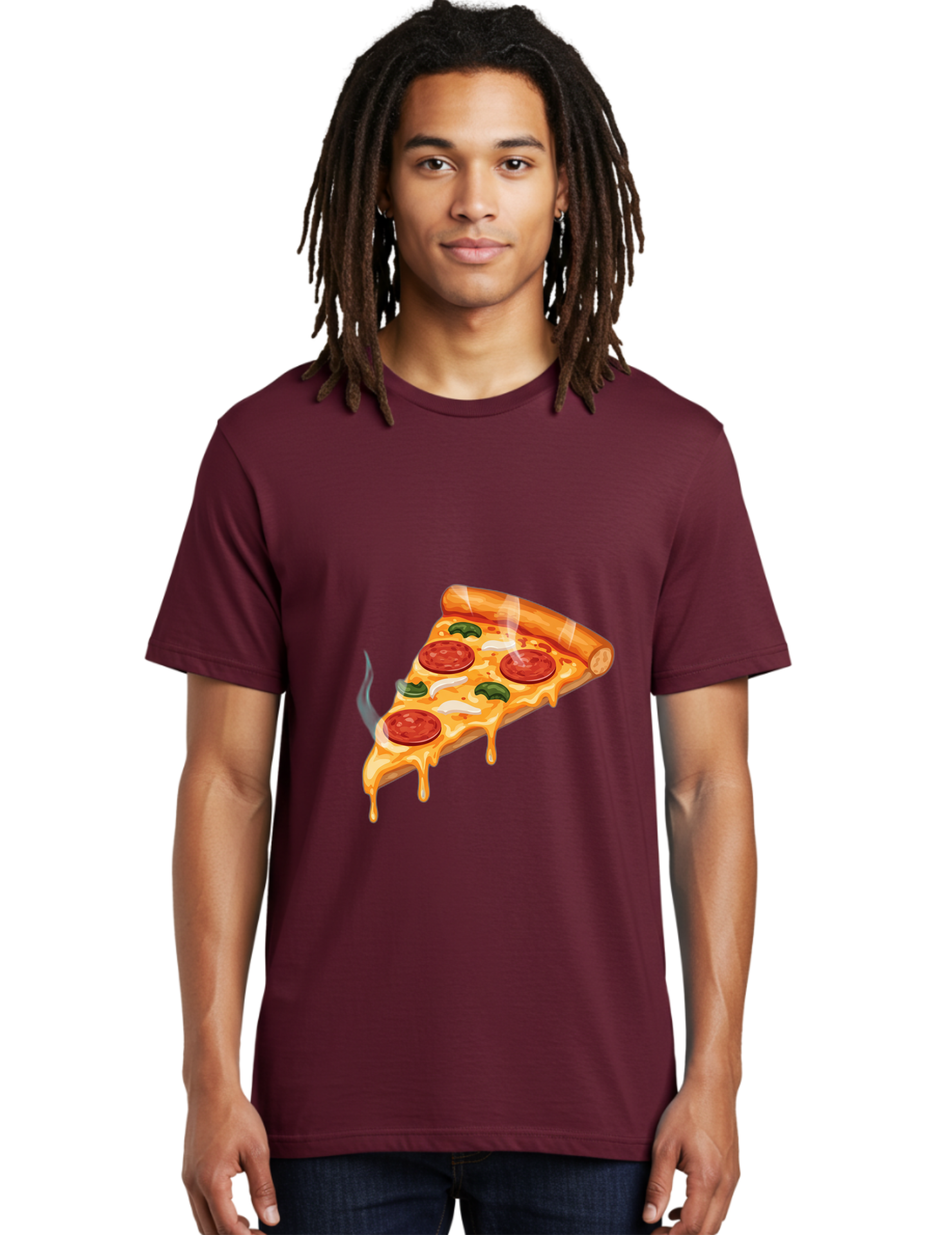 Pizza-Slice-26 Men'S Graphic Tee, 100% Cotton, Comfortable Casual Summer Wear, Machine Washable, Pepperoni Pizza Slice, Melting Cheese, Hot Pizza, Delicious Meal, Italian Food, Tasty Treat, Savory Flavors, Gooey Cheese, Pepperoni Slices Bac287