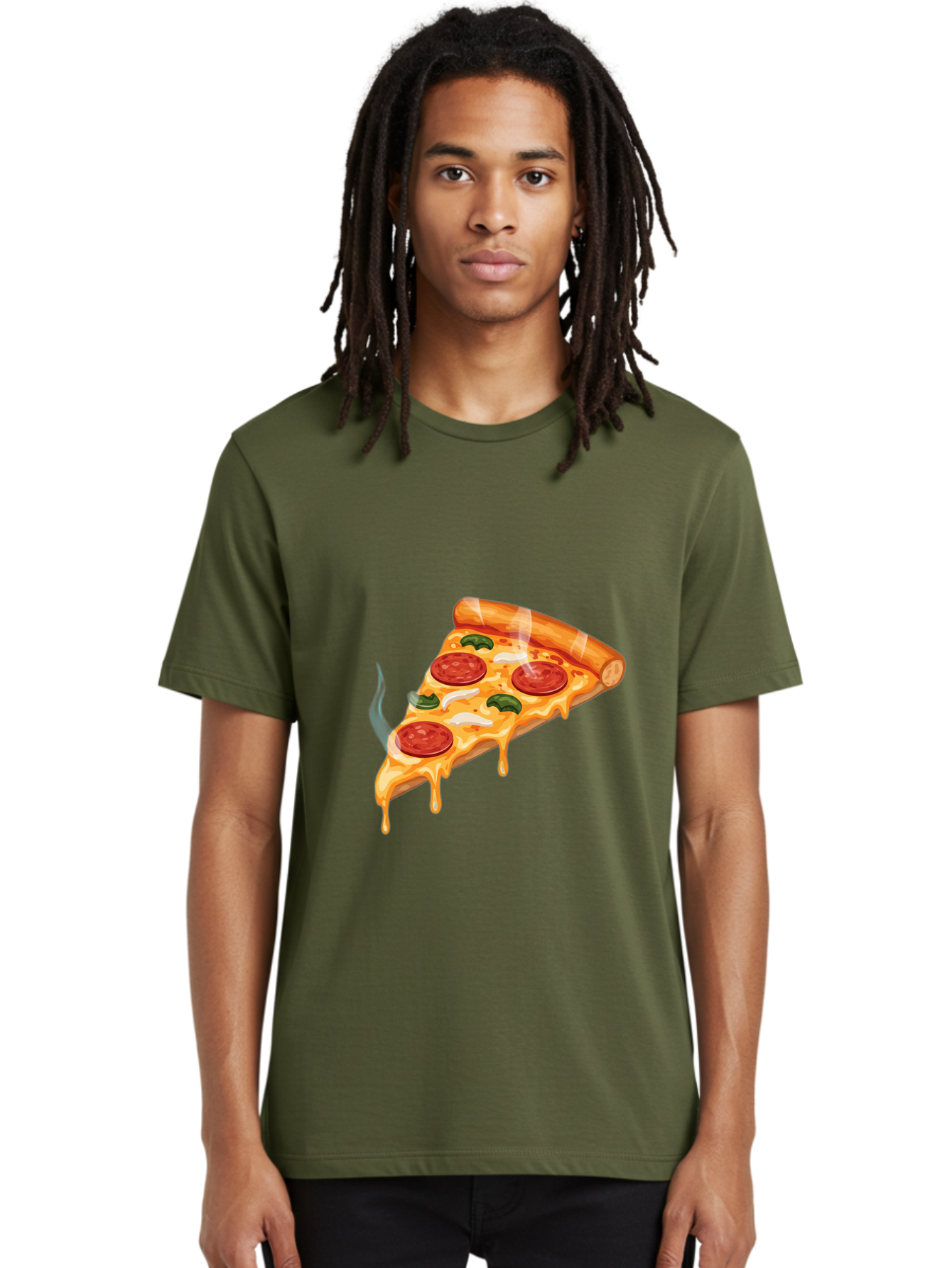 Pizza-Slice-26 Men'S Graphic Tee, 100% Cotton, Comfortable Casual Summer Wear, Machine Washable, Pepperoni Pizza Slice, Melting Cheese, Hot Pizza, Delicious Meal, Italian Food, Tasty Treat, Savory Flavors, Gooey Cheese, Pepperoni Slices Bac287