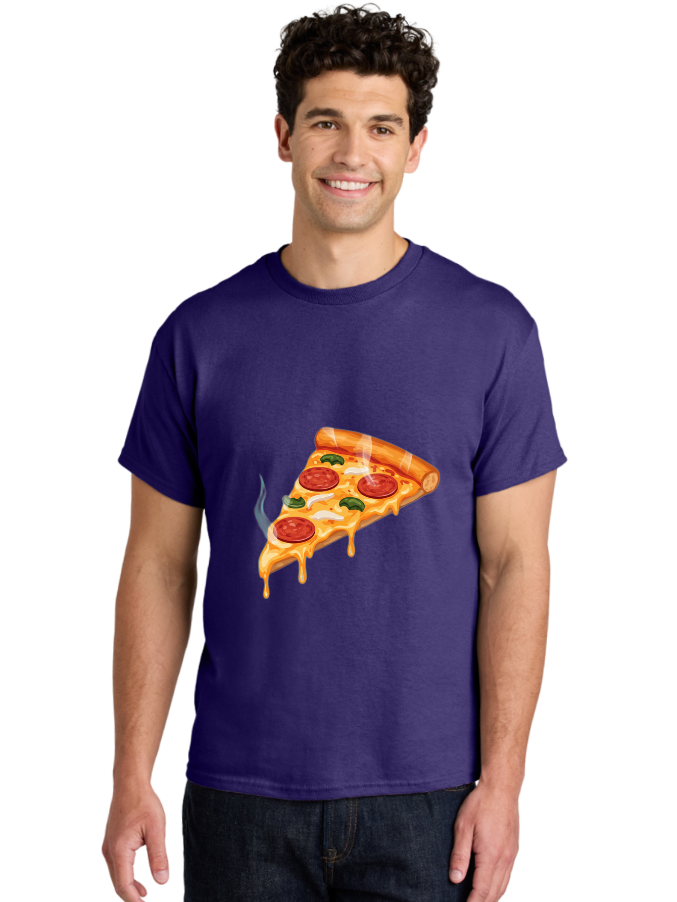 Pizza-Slice-26 Men'S Graphic Tee, 100% Cotton, Comfortable Casual Summer Wear, Machine Washable, Pepperoni Pizza Slice, Melting Cheese, Hot Pizza, Delicious Meal, Italian Food, Tasty Treat, Savory Flavors, Gooey Cheese, Pepperoni Slices Bac287