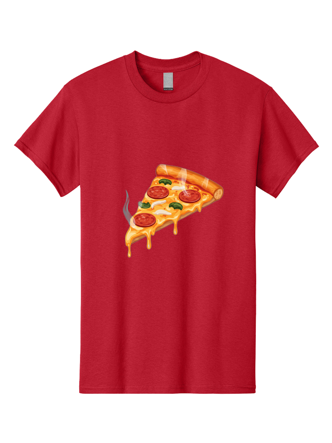 Pizza-Slice-26 Men'S Graphic Tee, 100% Cotton, Comfortable Casual Summer Wear, Machine Washable, Pepperoni Pizza Slice, Melting Cheese, Hot Pizza, Delicious Meal, Italian Food, Tasty Treat, Savory Flavors, Gooey Cheese, Pepperoni Slices Bac287