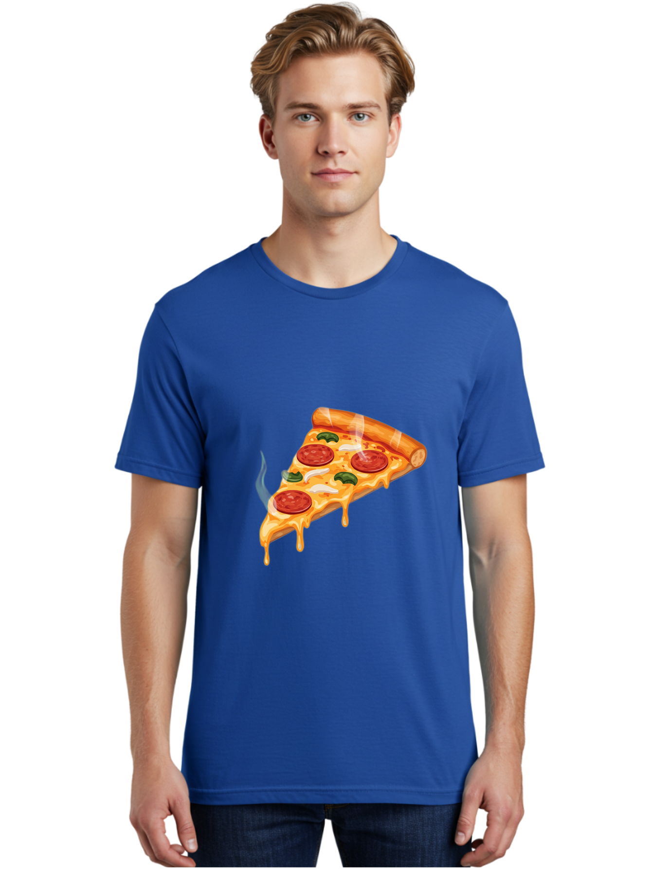 Pizza-Slice-26 Men'S Graphic Tee, 100% Cotton, Comfortable Casual Summer Wear, Machine Washable, Pepperoni Pizza Slice, Melting Cheese, Hot Pizza, Delicious Meal, Italian Food, Tasty Treat, Savory Flavors, Gooey Cheese, Pepperoni Slices Bac287