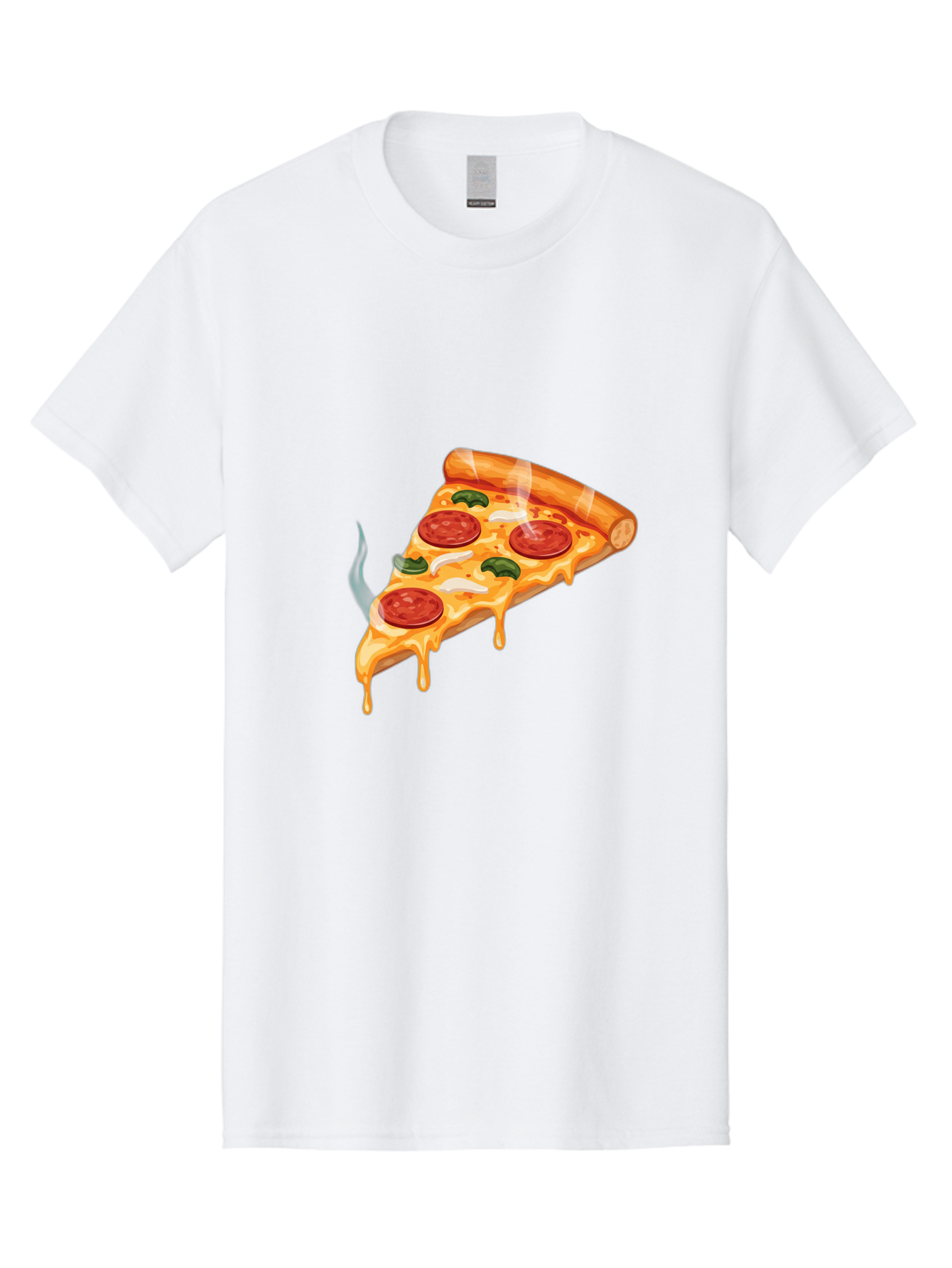 Pizza-Slice-26 Men'S Graphic Tee, 100% Cotton, Comfortable Casual Summer Wear, Machine Washable, Pepperoni Pizza Slice, Melting Cheese, Hot Pizza, Delicious Meal, Italian Food, Tasty Treat, Savory Flavors, Gooey Cheese, Pepperoni Slices Bac287