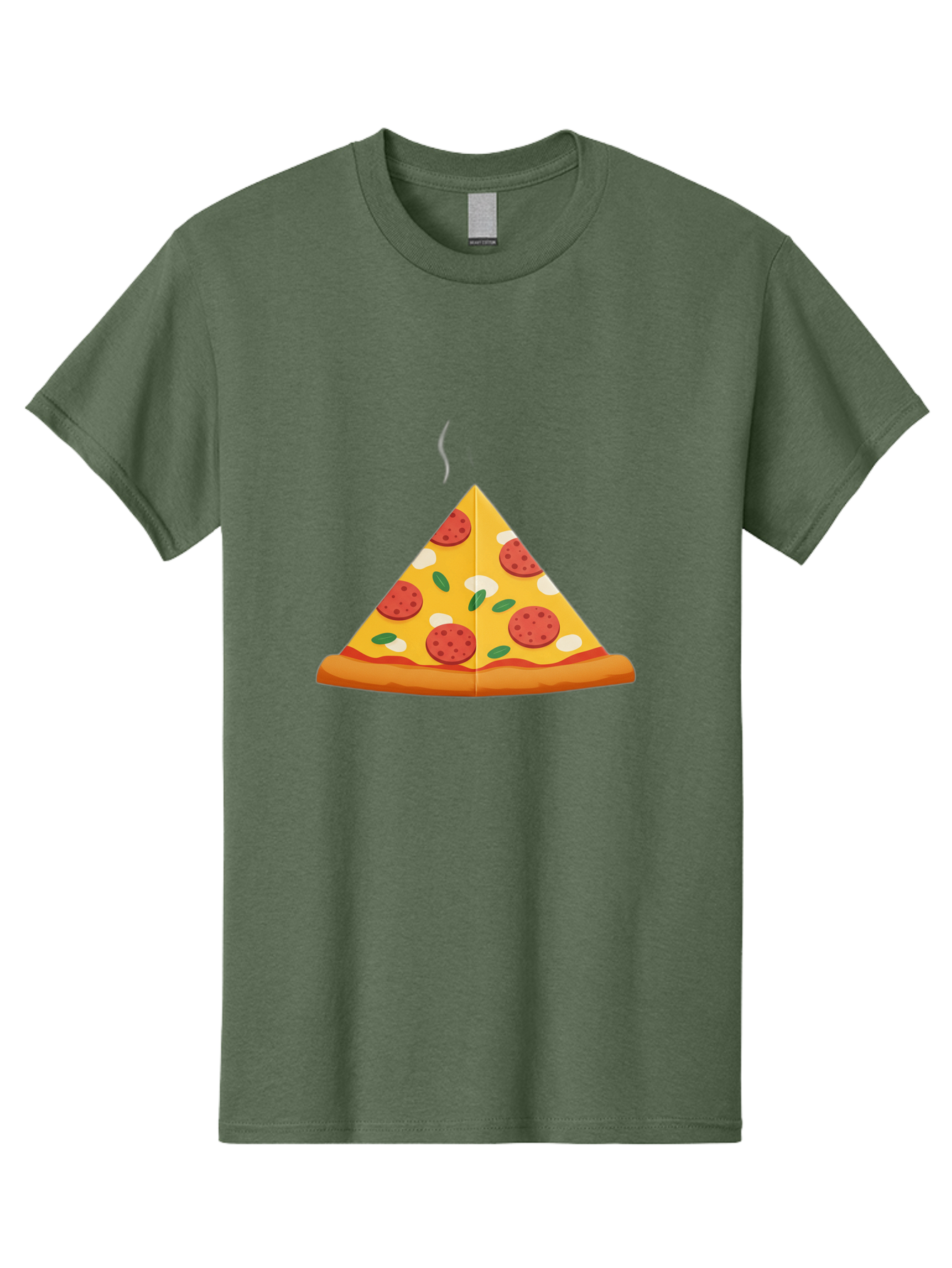 Pizza-Slice-27 Men'S Graphic Tee, 100% Cotton, Comfortable Casual Summer Wear, Machine Washable, Pepperoni Pizza Slice, Hot Pizza, Pepperoni, Mozzarella Cheese, Green Olives, Baked Pizza, Italian Food, Savory Treat, Cheesy Goodness, Bac288