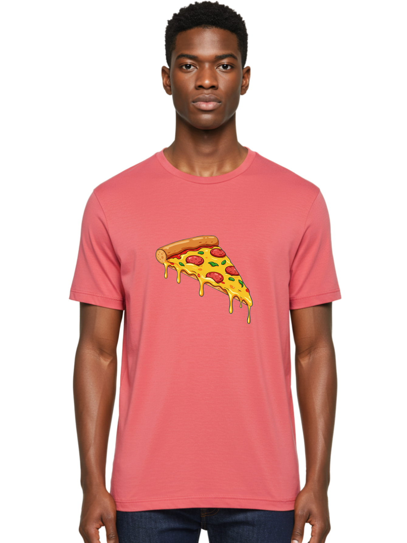 Pizza-Slice-29 Men'S Graphic Tee, 100% Cotton, Comfortable Casual Summer Wear, Machine Washable, Pepperoni Pizza, Cheesy Goodness, Melted Cheese, Italian Food, Pizza Slice, Savory Toppings, Delicious Pizza, Cheesy Delight Bac290