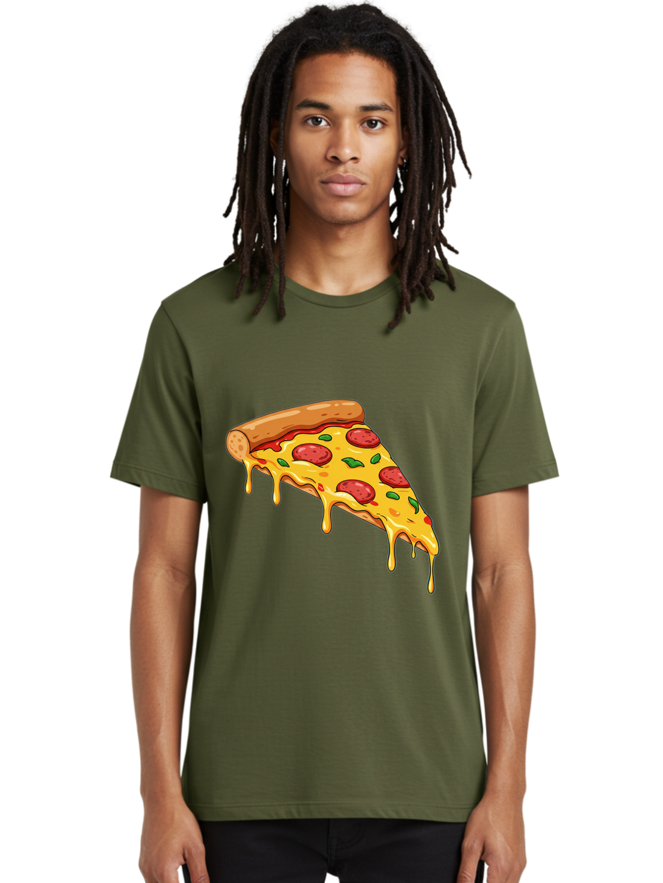Pizza-Slice-29 Men'S Graphic Tee, 100% Cotton, Comfortable Casual Summer Wear, Machine Washable, Pepperoni Pizza, Cheesy Goodness, Melted Cheese, Italian Food, Pizza Slice, Savory Toppings, Delicious Pizza, Cheesy Delight Bac290