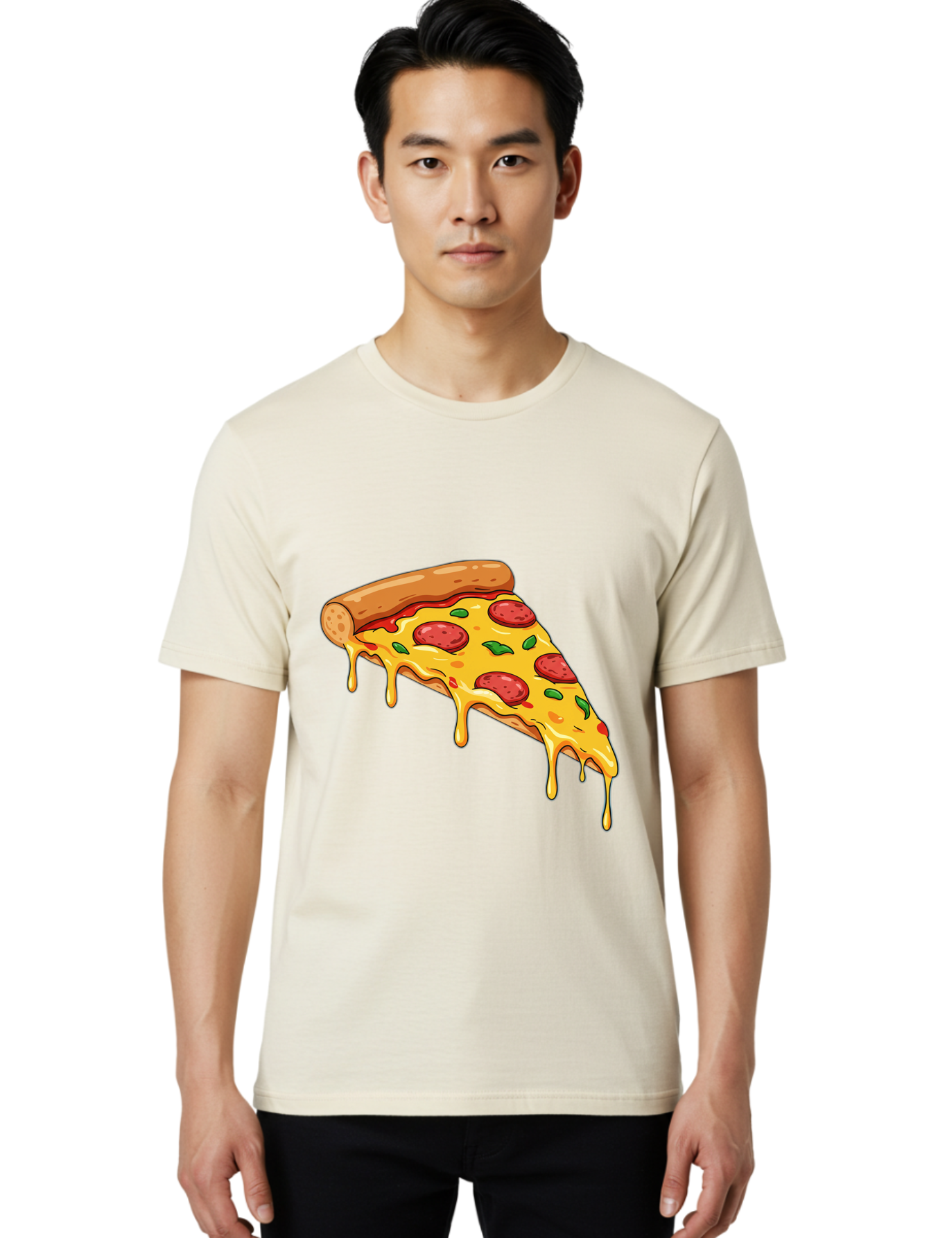Pizza-Slice-29 Men'S Graphic Tee, 100% Cotton, Comfortable Casual Summer Wear, Machine Washable, Pepperoni Pizza, Cheesy Goodness, Melted Cheese, Italian Food, Pizza Slice, Savory Toppings, Delicious Pizza, Cheesy Delight Bac290