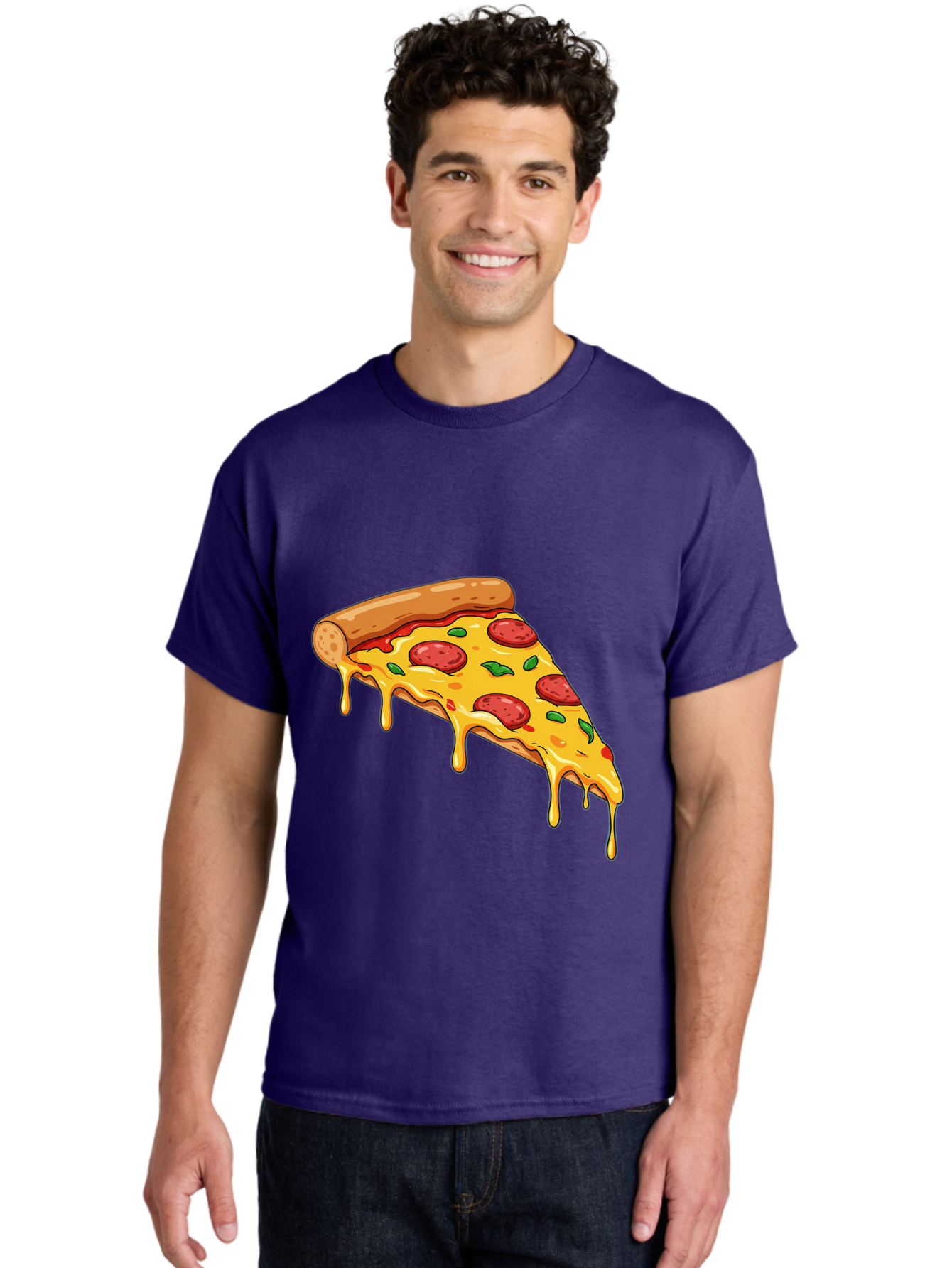 Pizza-Slice-29 Men'S Graphic Tee, 100% Cotton, Comfortable Casual Summer Wear, Machine Washable, Pepperoni Pizza, Cheesy Goodness, Melted Cheese, Italian Food, Pizza Slice, Savory Toppings, Delicious Pizza, Cheesy Delight Bac290