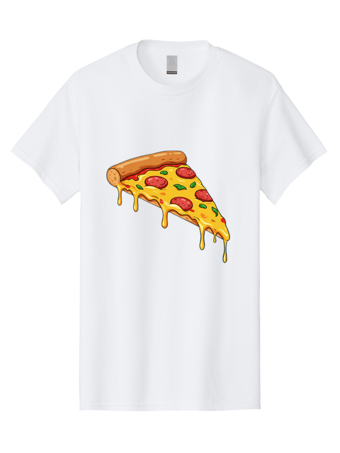 Pizza-Slice-29 Men'S Graphic Tee, 100% Cotton, Comfortable Casual Summer Wear, Machine Washable, Pepperoni Pizza, Cheesy Goodness, Melted Cheese, Italian Food, Pizza Slice, Savory Toppings, Delicious Pizza, Cheesy Delight Bac290