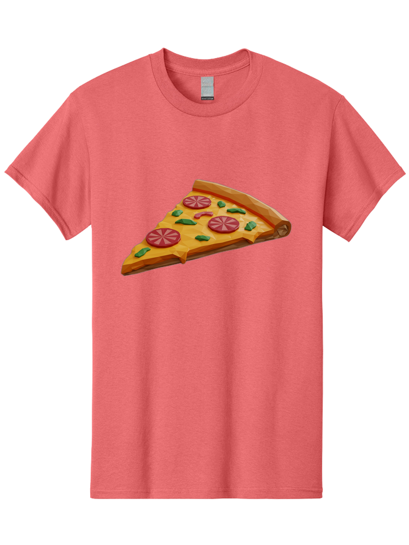 Pizza-Slice-3 Men'S Graphic Tee, 100% Cotton, Comfortable Casual Summer Wear, Machine Washable, Pizza Slice, Pepperoni, Basil Leaves, Italian Cuisine, Cheesy Goodness, Tasty Toppings, Food Graphics, Digital Illustration Bac291