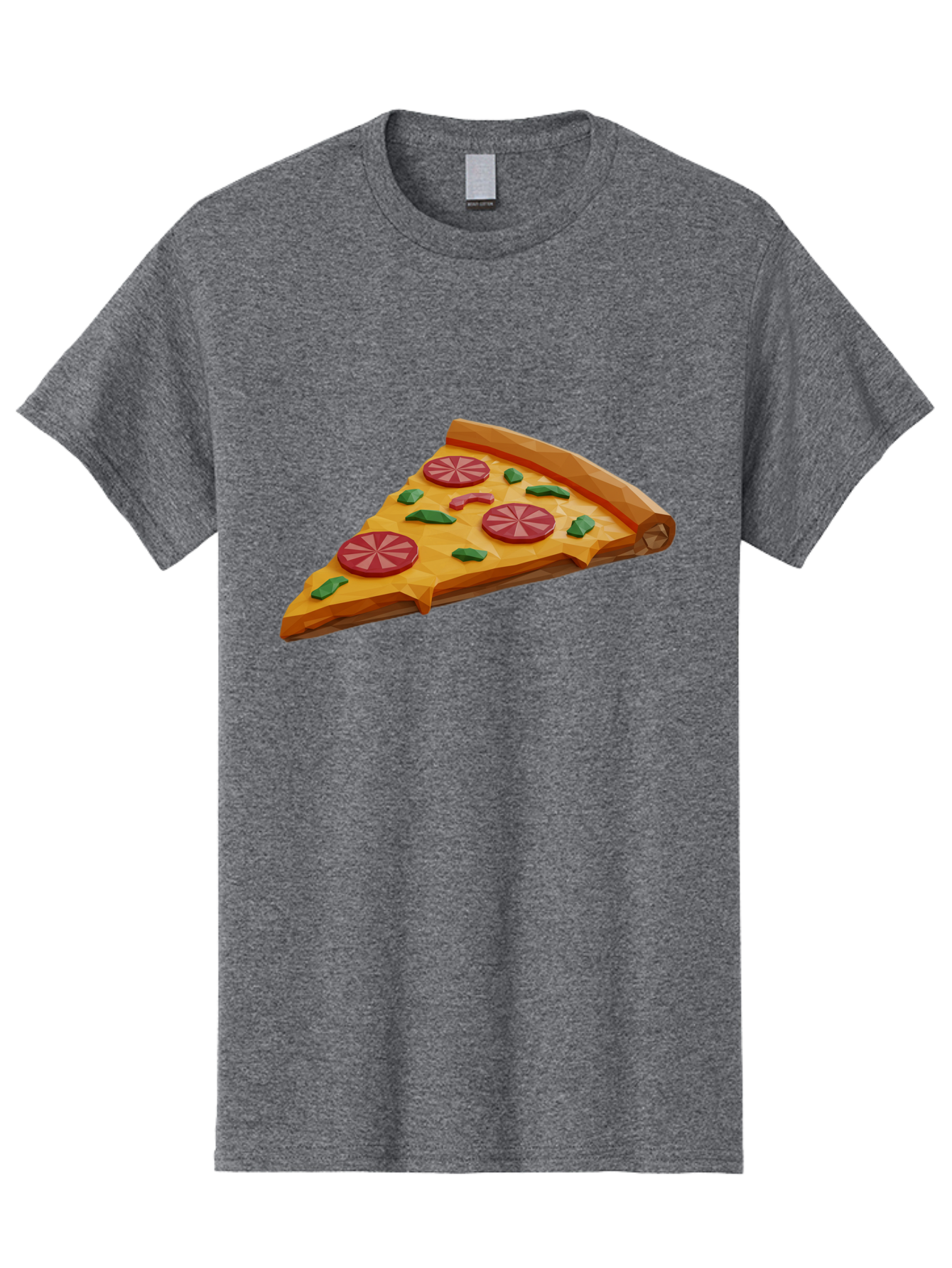 Pizza-Slice-3 Men'S Graphic Tee, 100% Cotton, Comfortable Casual Summer Wear, Machine Washable, Pizza Slice, Pepperoni, Basil Leaves, Italian Cuisine, Cheesy Goodness, Tasty Toppings, Food Graphics, Digital Illustration Bac291