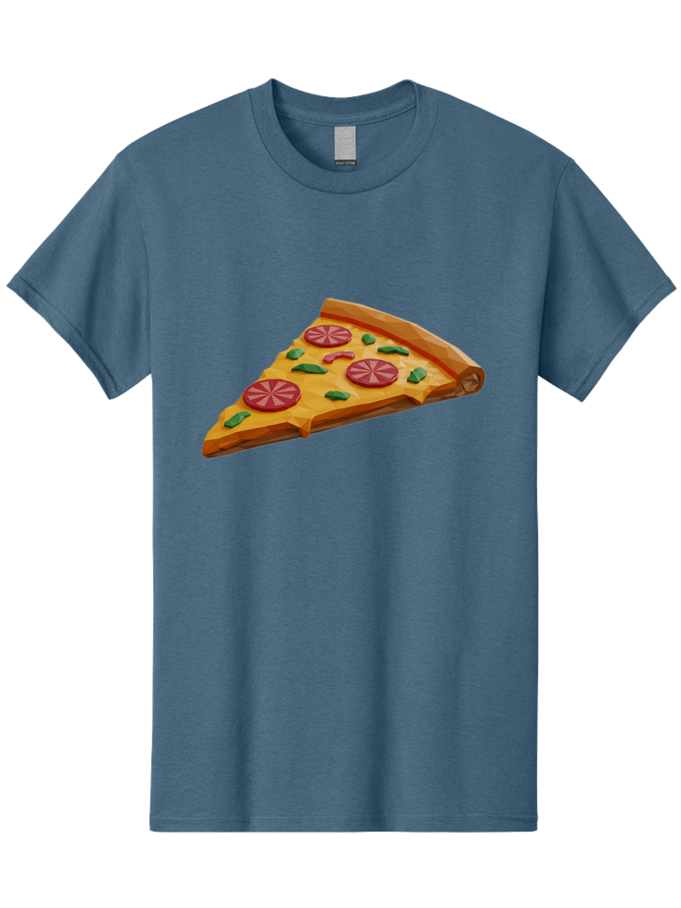 Pizza-Slice-3 Men'S Graphic Tee, 100% Cotton, Comfortable Casual Summer Wear, Machine Washable, Pizza Slice, Pepperoni, Basil Leaves, Italian Cuisine, Cheesy Goodness, Tasty Toppings, Food Graphics, Digital Illustration Bac291