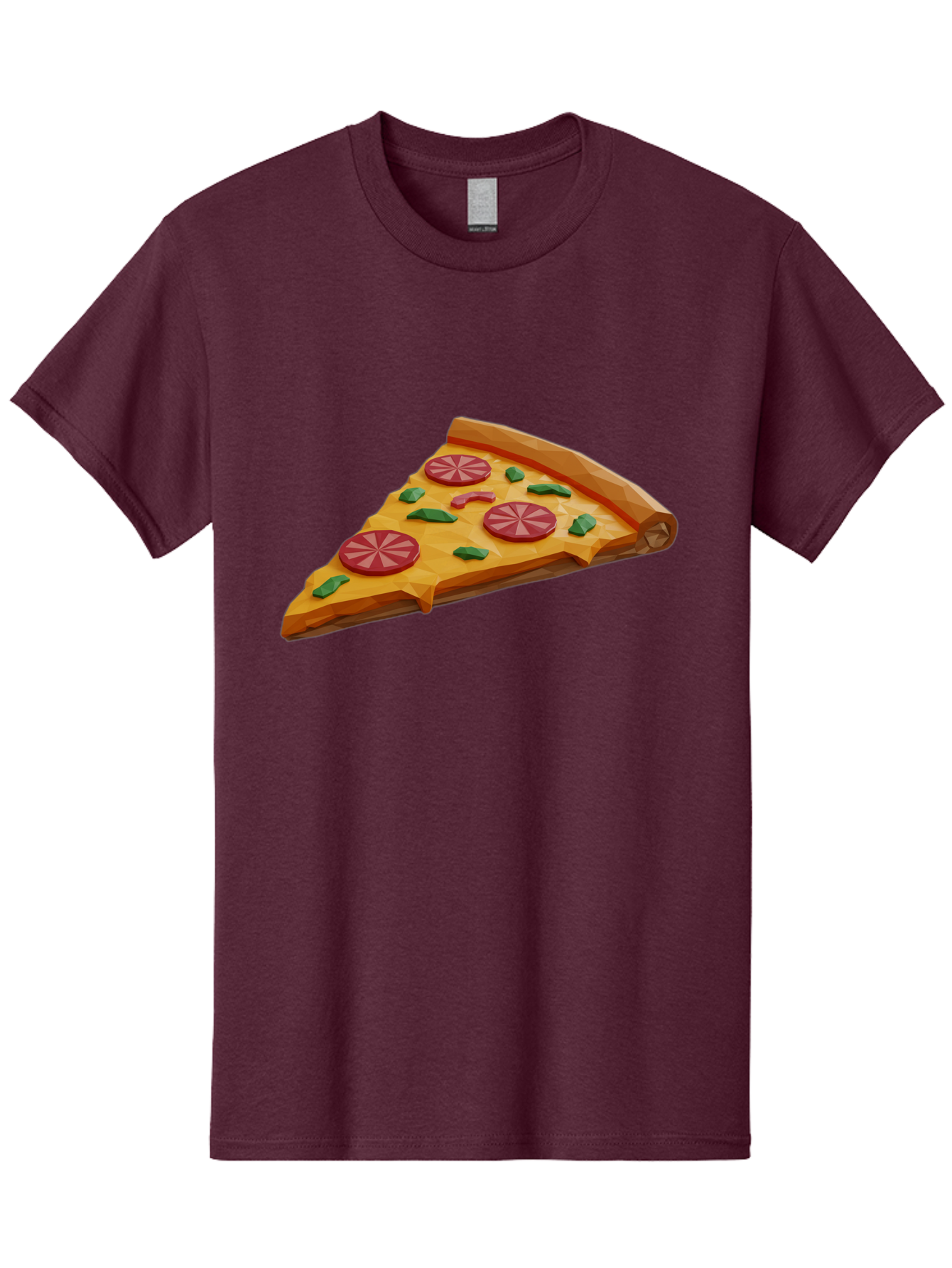 Pizza-Slice-3 Men'S Graphic Tee, 100% Cotton, Comfortable Casual Summer Wear, Machine Washable, Pizza Slice, Pepperoni, Basil Leaves, Italian Cuisine, Cheesy Goodness, Tasty Toppings, Food Graphics, Digital Illustration Bac291