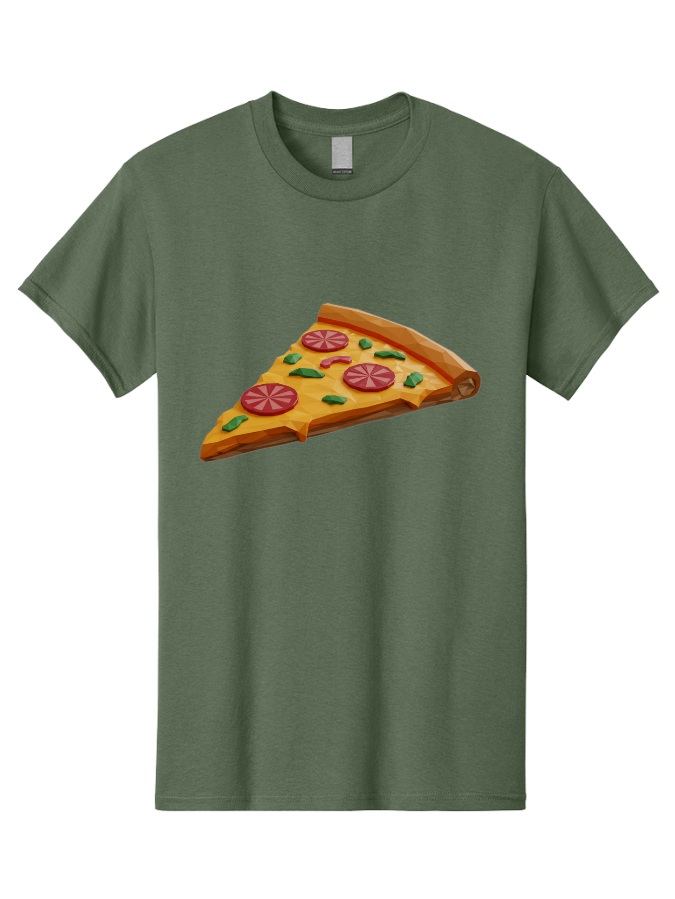 Pizza-Slice-3 Men'S Graphic Tee, 100% Cotton, Comfortable Casual Summer Wear, Machine Washable, Pizza Slice, Pepperoni, Basil Leaves, Italian Cuisine, Cheesy Goodness, Tasty Toppings, Food Graphics, Digital Illustration Bac291