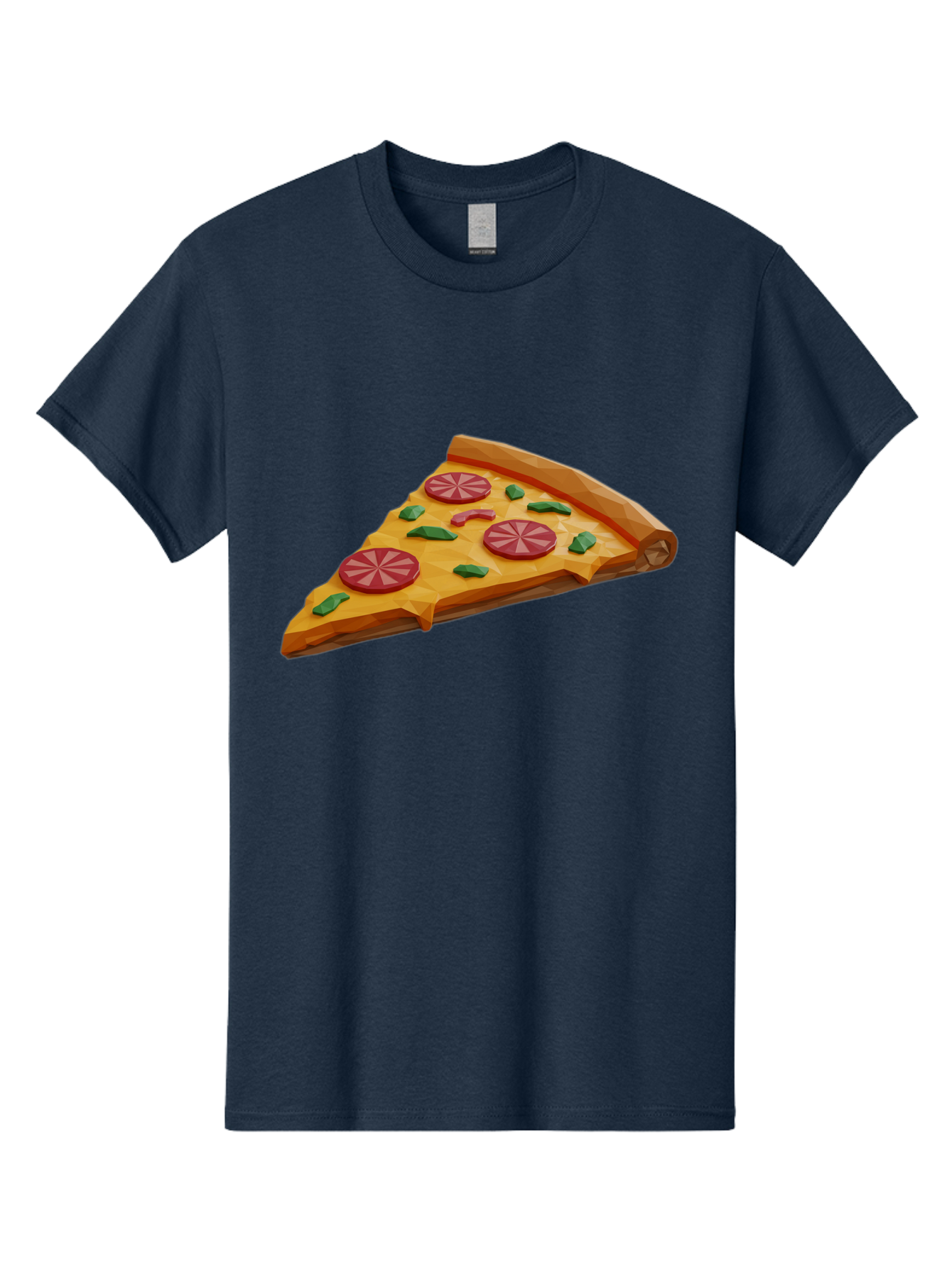 Pizza-Slice-3 Men'S Graphic Tee, 100% Cotton, Comfortable Casual Summer Wear, Machine Washable, Pizza Slice, Pepperoni, Basil Leaves, Italian Cuisine, Cheesy Goodness, Tasty Toppings, Food Graphics, Digital Illustration Bac291