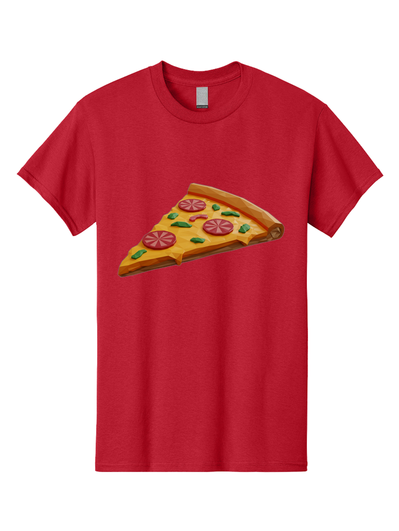 Pizza-Slice-3 Men'S Graphic Tee, 100% Cotton, Comfortable Casual Summer Wear, Machine Washable, Pizza Slice, Pepperoni, Basil Leaves, Italian Cuisine, Cheesy Goodness, Tasty Toppings, Food Graphics, Digital Illustration Bac291